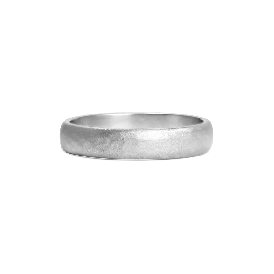 The Matte Hammered D Shape Wedding Band - 4.5mm by East London jeweller Rachel Boston | Discover our collections of unique and timeless engagement rings, wedding rings, and modern fine jewellery. - Rachel Boston Jewellery
