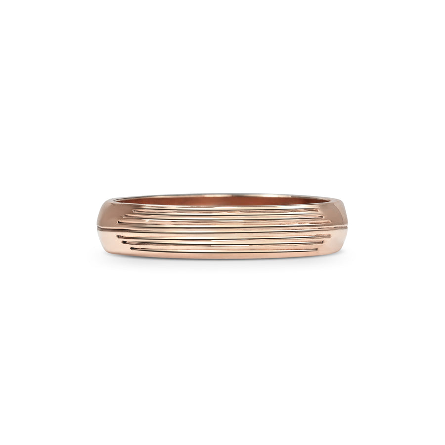 The Stream Engraved D Shaped Band - 4mm by East London jeweller Rachel Boston | Discover our collections of unique and timeless engagement rings, wedding rings, and modern fine jewellery. - Rachel Boston Jewellery