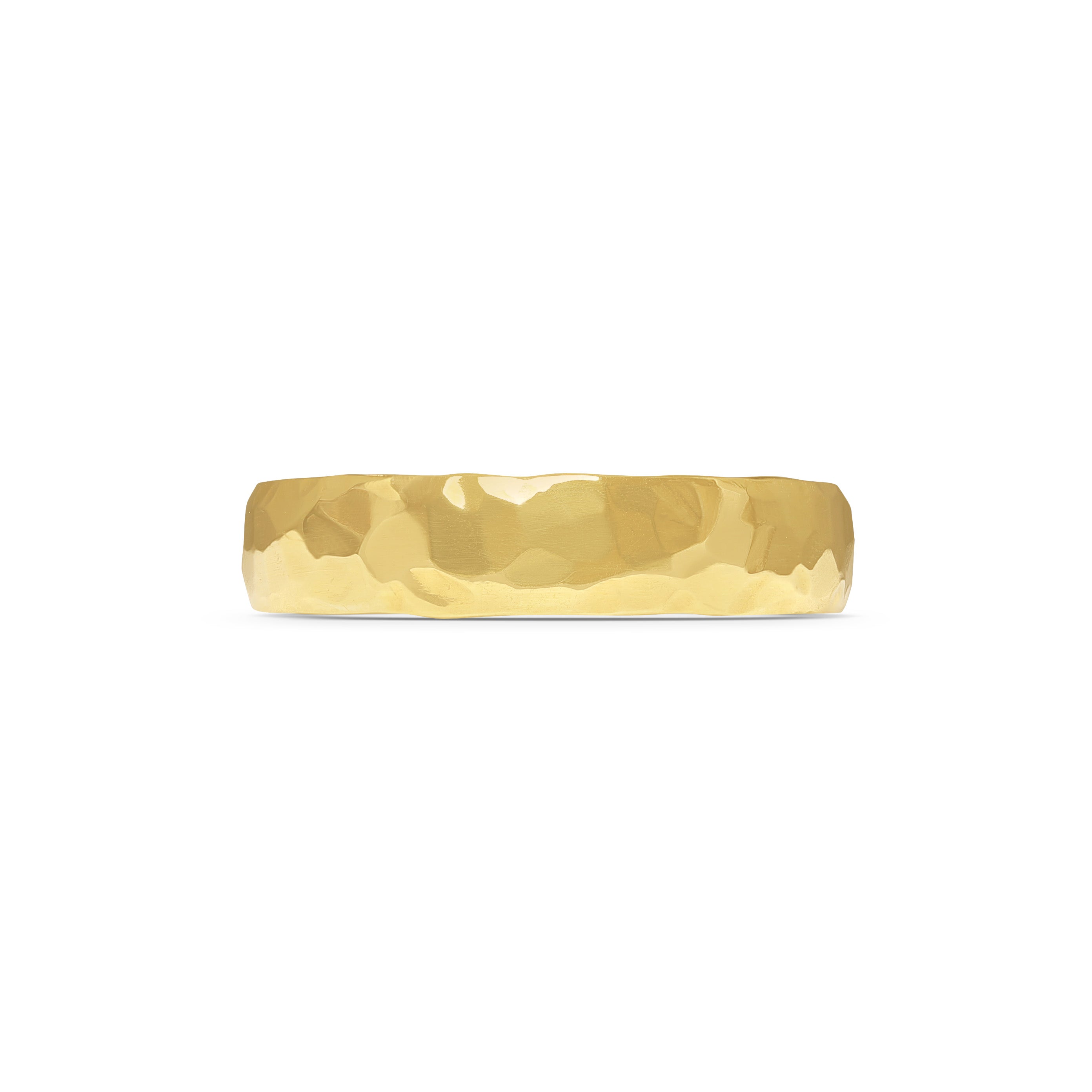 The Polished Hammered D Shape Wedding Band - 5.5mm by East London jeweller Rachel Boston | Discover our collections of unique and timeless engagement rings, wedding rings, and modern fine jewellery.