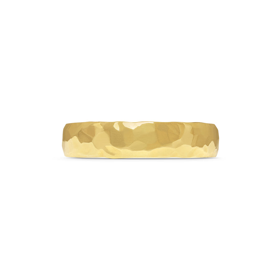 The Polished Hammered D Shape Wedding Band - 5.5mm by East London jeweller Rachel Boston | Discover our collections of unique and timeless engagement rings, wedding rings, and modern fine jewellery. - Rachel Boston Jewellery