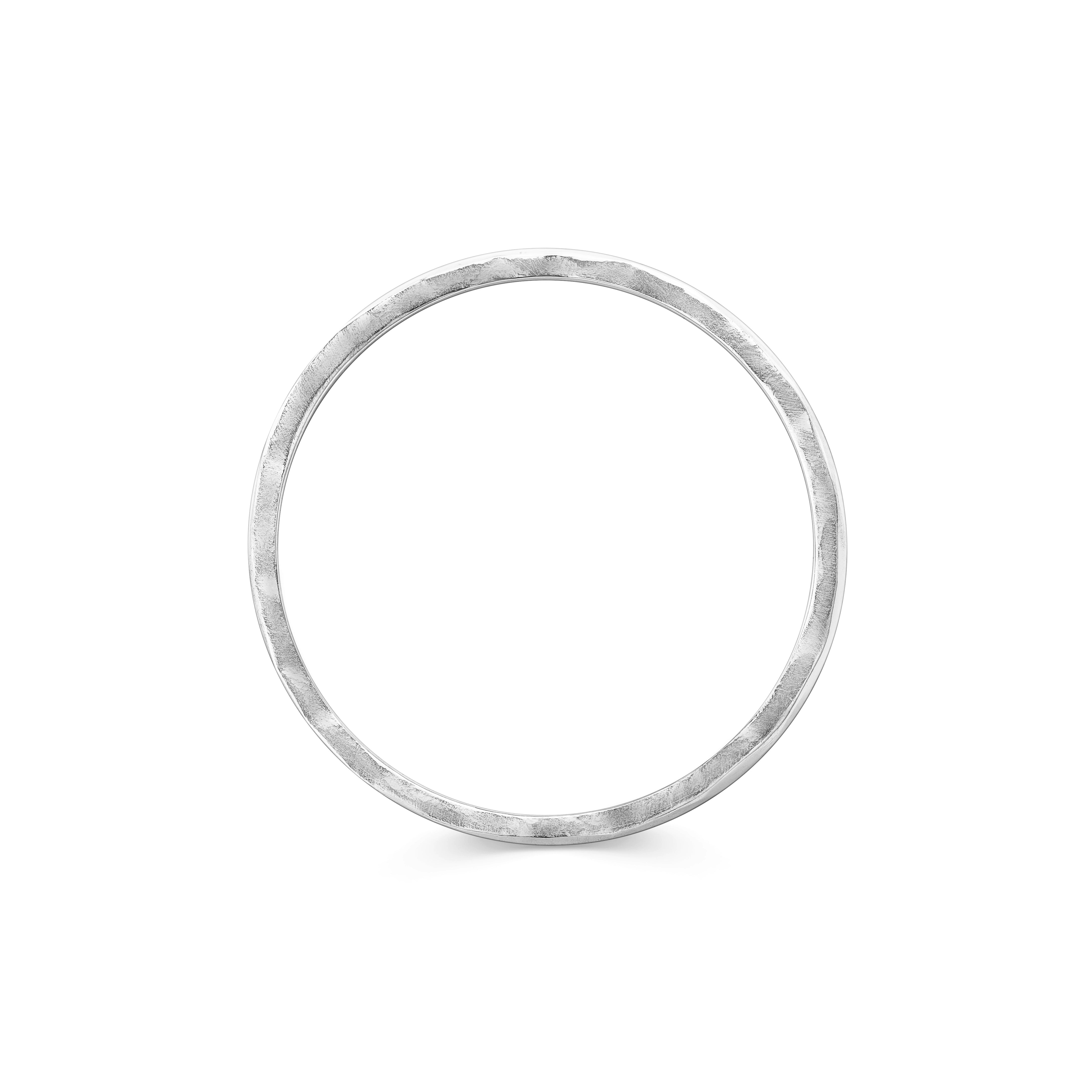 The Polished Hammered D Shape Wedding Band - 5.5mm by East London jeweller Rachel Boston | Discover our collections of unique and timeless engagement rings, wedding rings, and modern fine jewellery.