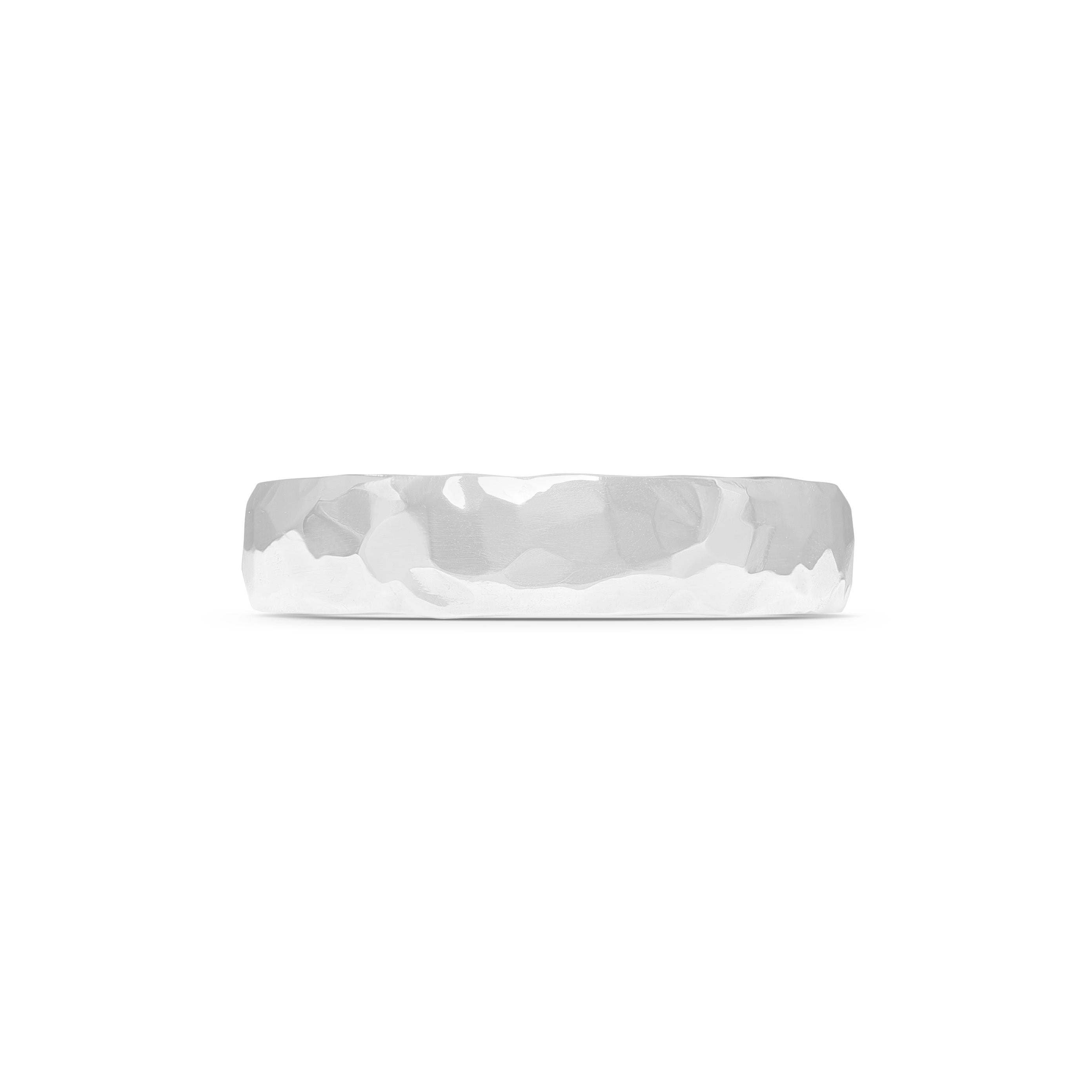 The Polished Hammered D Shape Wedding Band - 5.5mm by East London jeweller Rachel Boston | Discover our collections of unique and timeless engagement rings, wedding rings, and modern fine jewellery.