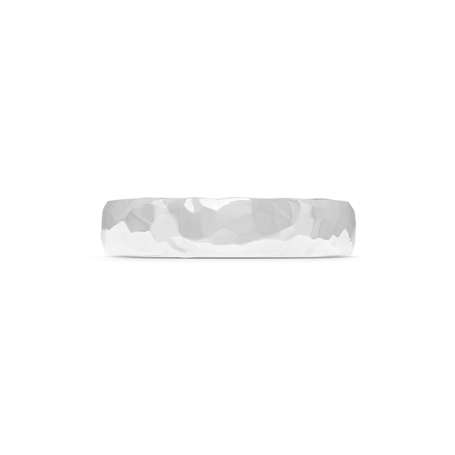 The Polished Hammered D Shape Wedding Band - 5.5mm by East London jeweller Rachel Boston | Discover our collections of unique and timeless engagement rings, wedding rings, and modern fine jewellery. - Rachel Boston Jewellery