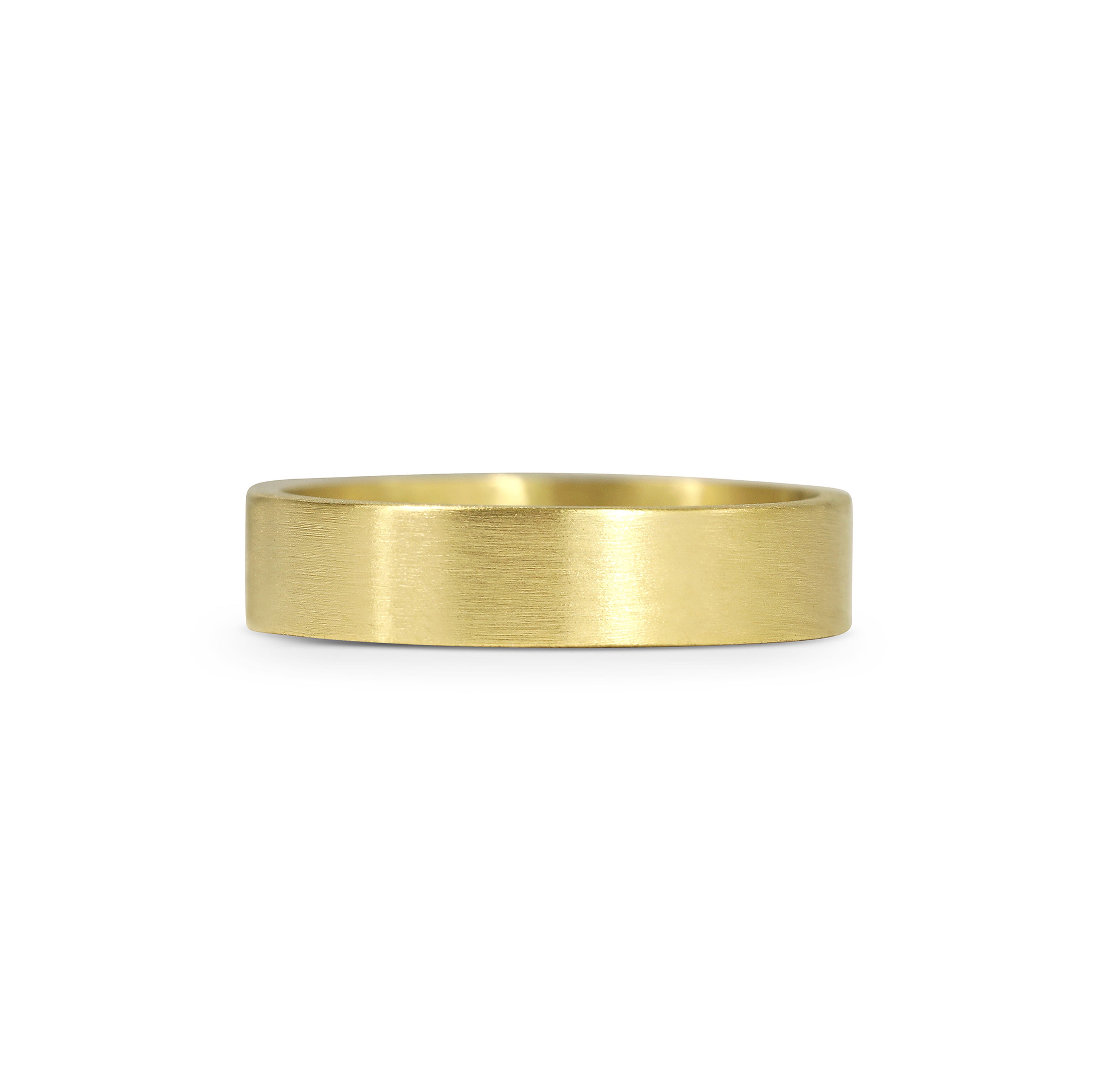 The Matte Finish Flat Wedding Band - 5mm by East London jeweller Rachel Boston | Discover our collections of unique and timeless engagement rings, wedding rings, and modern fine jewellery.