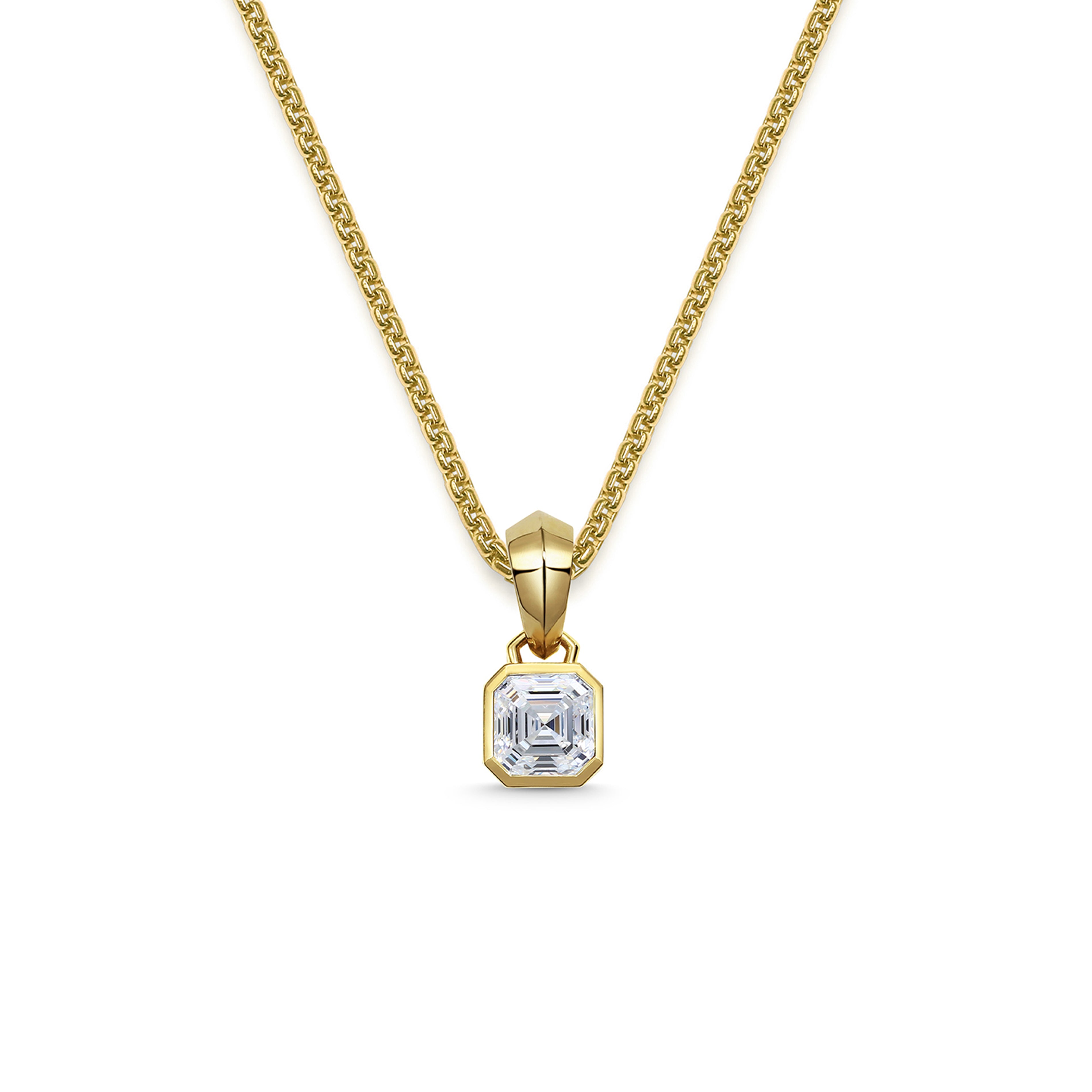 The Chunky Charm Pendant - Asscher Cut by East London jeweller Rachel Boston | Discover our collections of unique and timeless engagement rings, wedding rings, and modern fine jewellery.