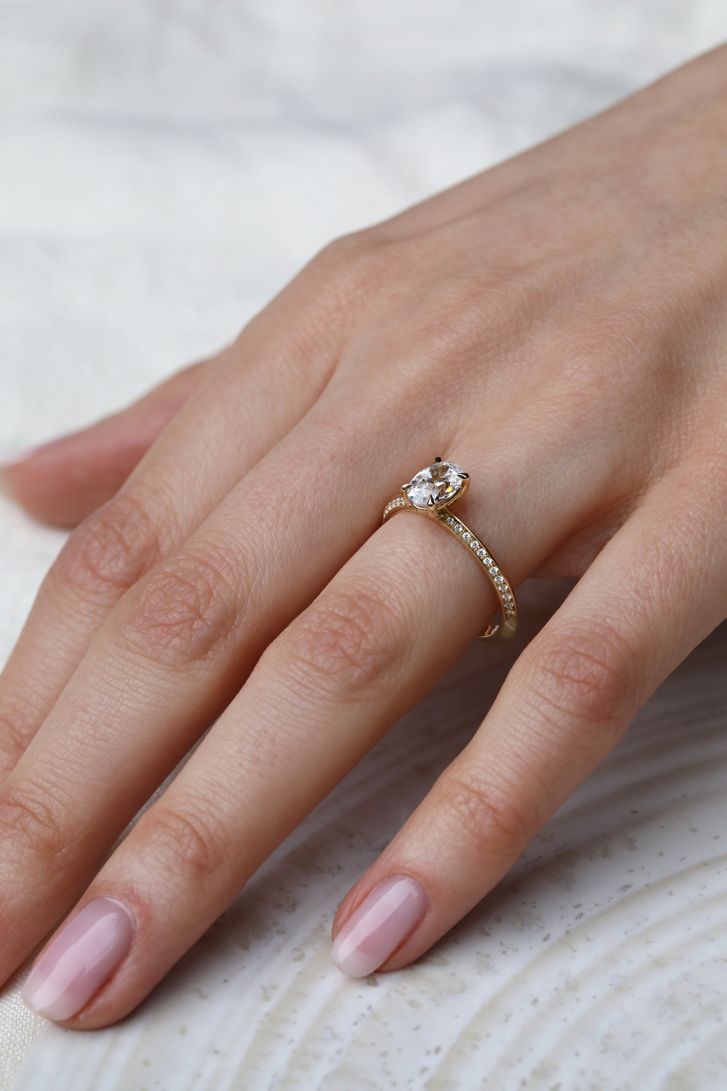 The Lyra Ring with Diamonds - Oval Cut by East London jeweller Rachel Boston | Discover our collections of unique and timeless engagement rings, wedding rings, and modern fine jewellery.