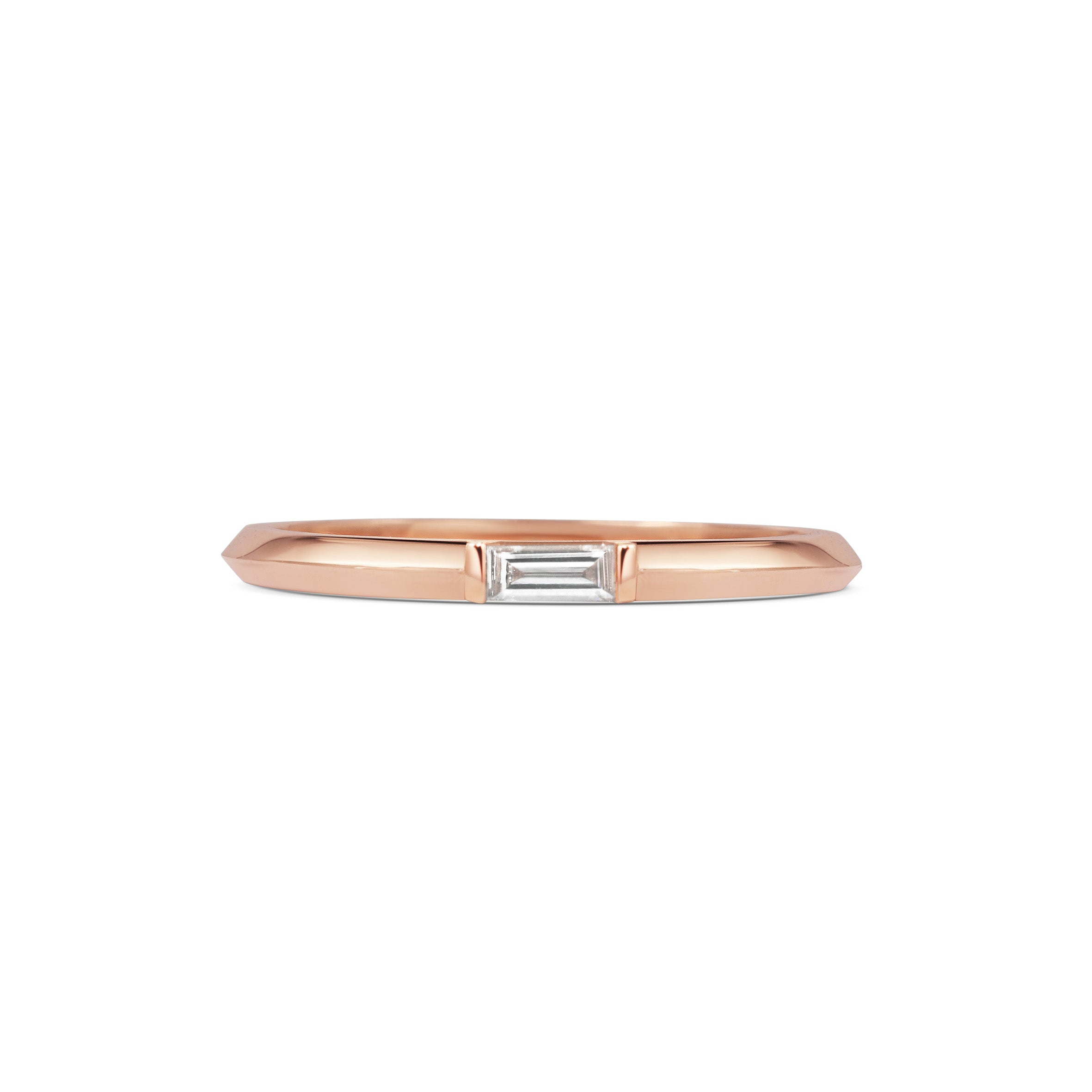 The Baguette Ring by East London jeweller Rachel Boston | Discover our collections of unique and timeless engagement rings, wedding rings, and modern fine jewellery.