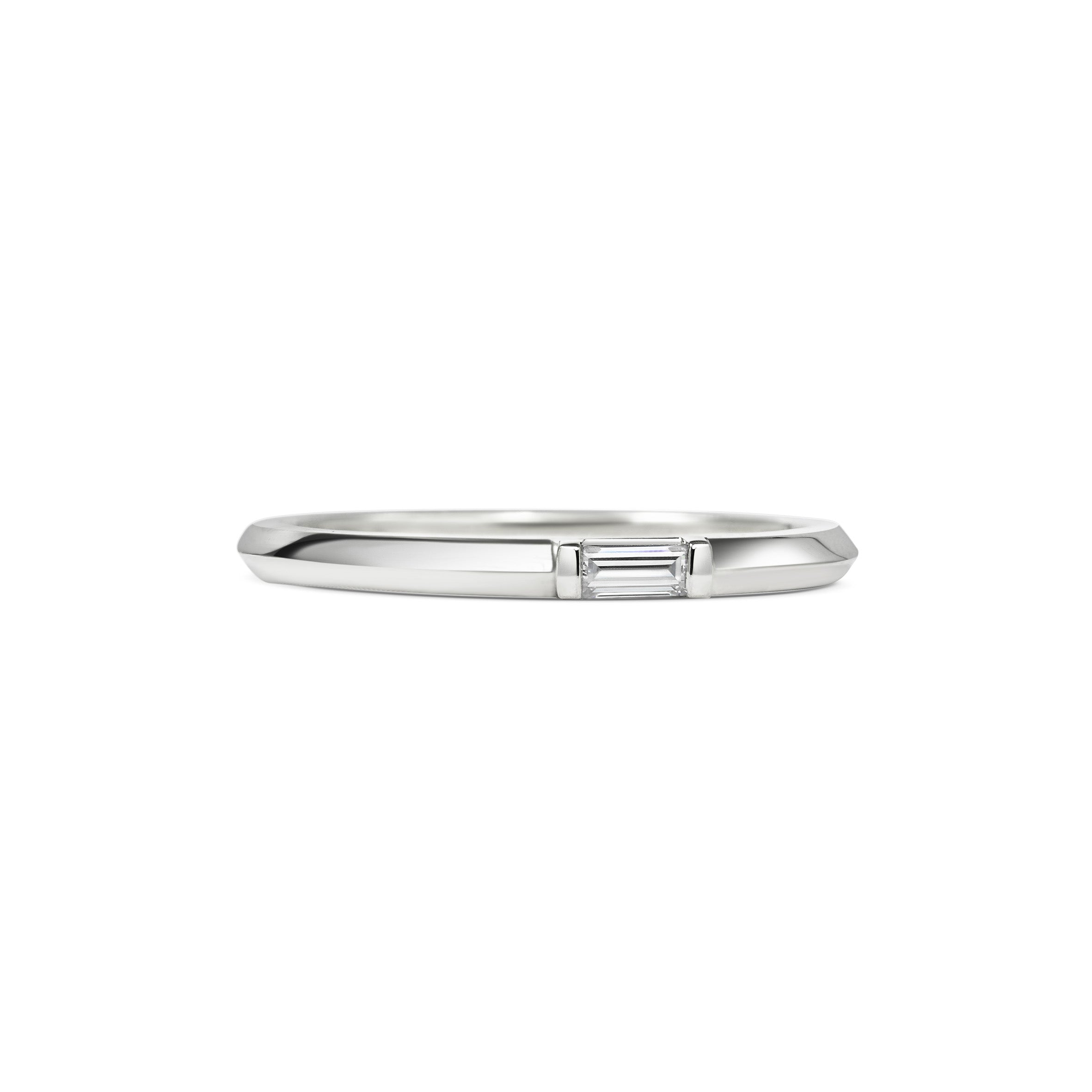 The Baguette Ring by East London jeweller Rachel Boston | Discover our collections of unique and timeless engagement rings, wedding rings, and modern fine jewellery.