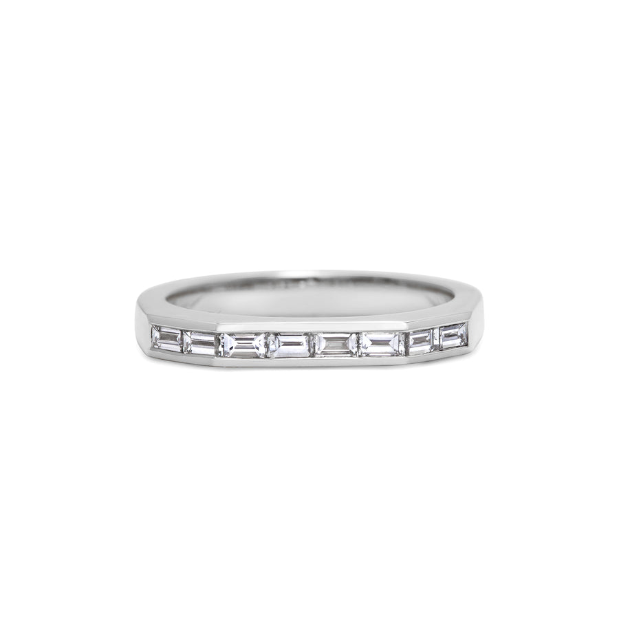 The Baguette Diamond Deco Wedding Band by East London jeweller Rachel Boston | Discover our collections of unique and timeless engagement rings, wedding rings, and modern fine jewellery. - Rachel Boston Jewellery