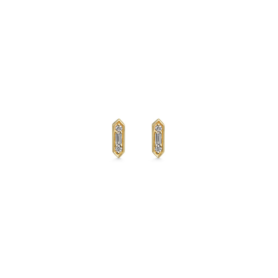 The Baguette & Round Diamond Stud Earrings by East London jeweller Rachel Boston | Discover our collections of unique and timeless engagement rings, wedding rings, and modern fine jewellery. - Rachel Boston Jewellery