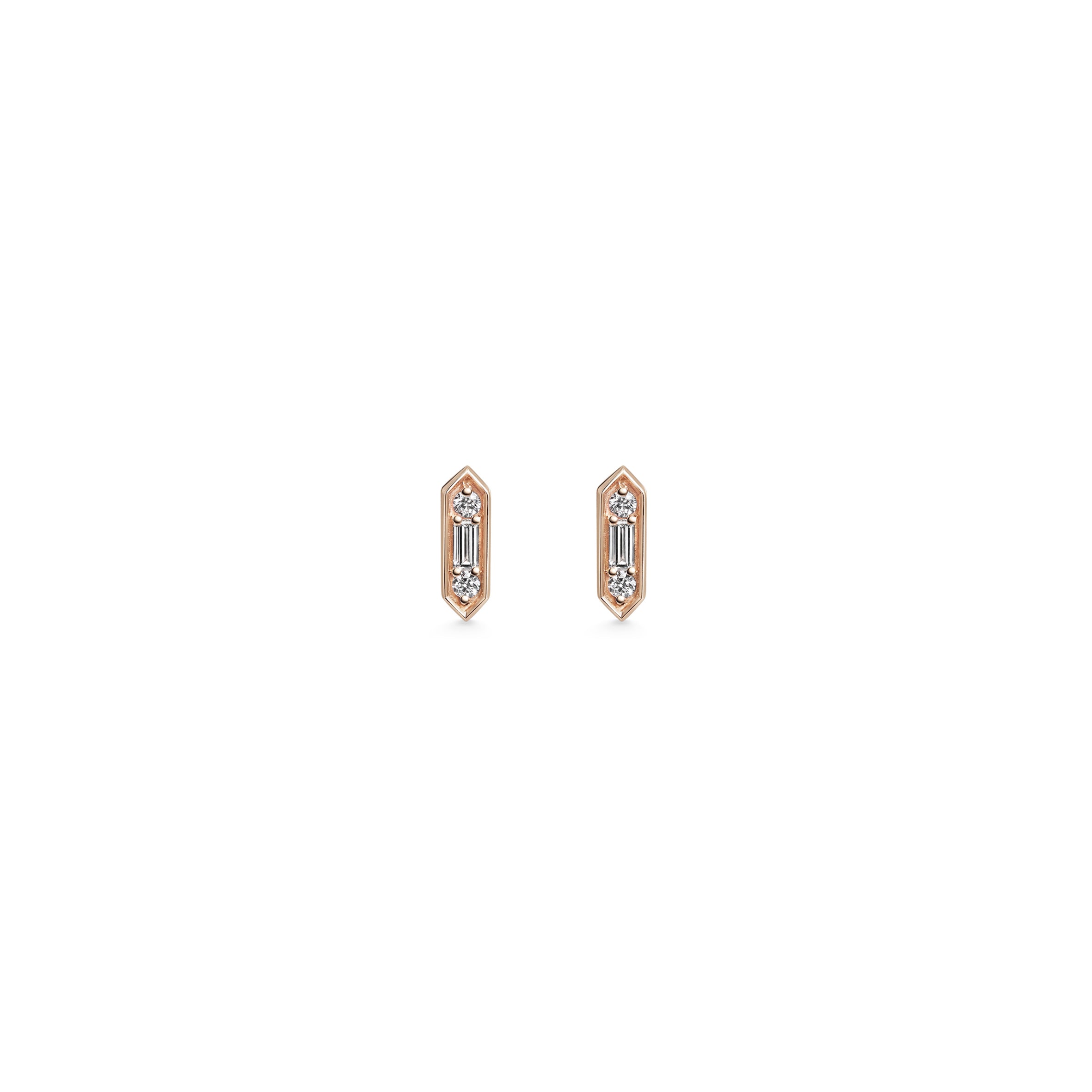 The Baguette & Round Diamond Stud Earrings by East London jeweller Rachel Boston | Discover our collections of unique and timeless engagement rings, wedding rings, and modern fine jewellery.