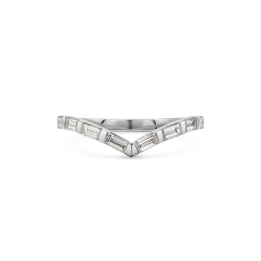 The Baguette Diamond V Shape Wedding Band by East London jeweller Rachel Boston | Discover our collections of unique and timeless engagement rings, wedding rings, and modern fine jewellery. - Rachel Boston Jewellery