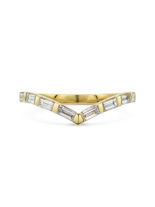 Baguette Diamond V Shape Wedding Band - Rachel Boston Jewellery