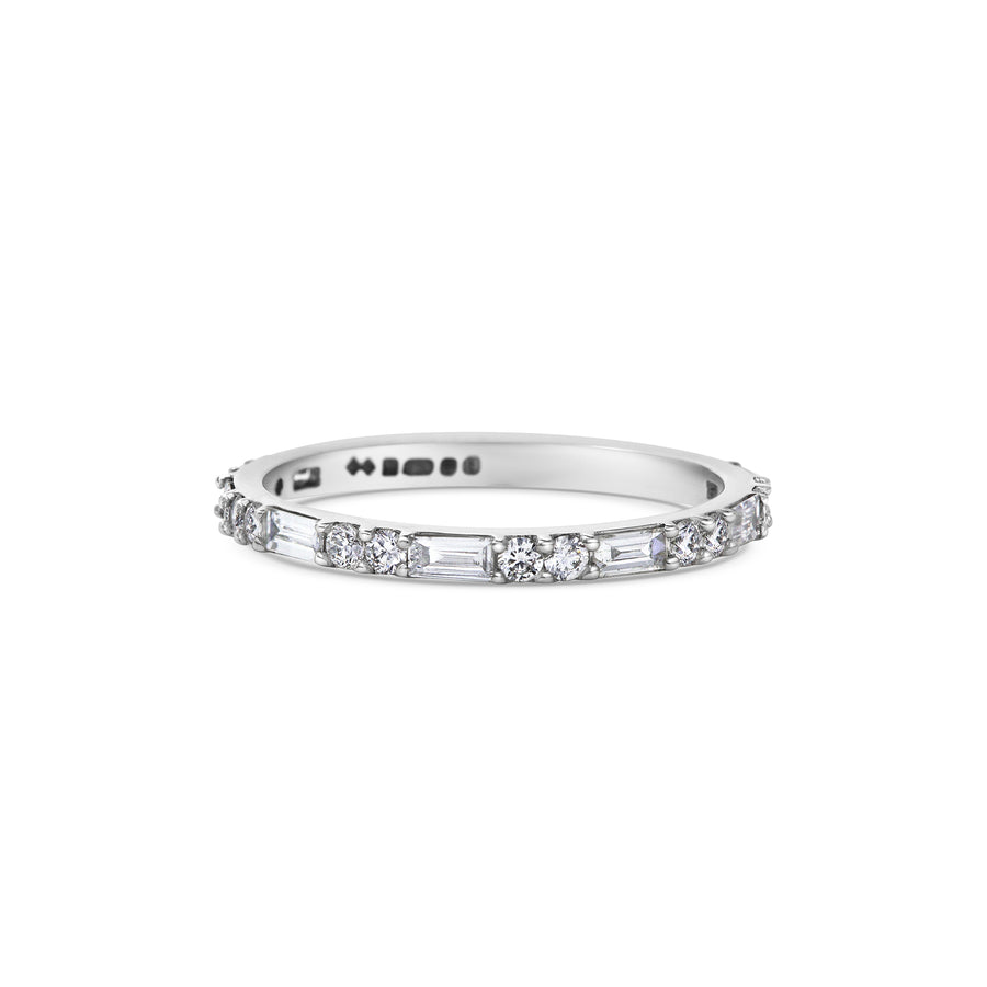 The Baguette & Round Diamond Wedding Band by East London jeweller Rachel Boston | Discover our collections of unique and timeless engagement rings, wedding rings, and modern fine jewellery. - Rachel Boston Jewellery