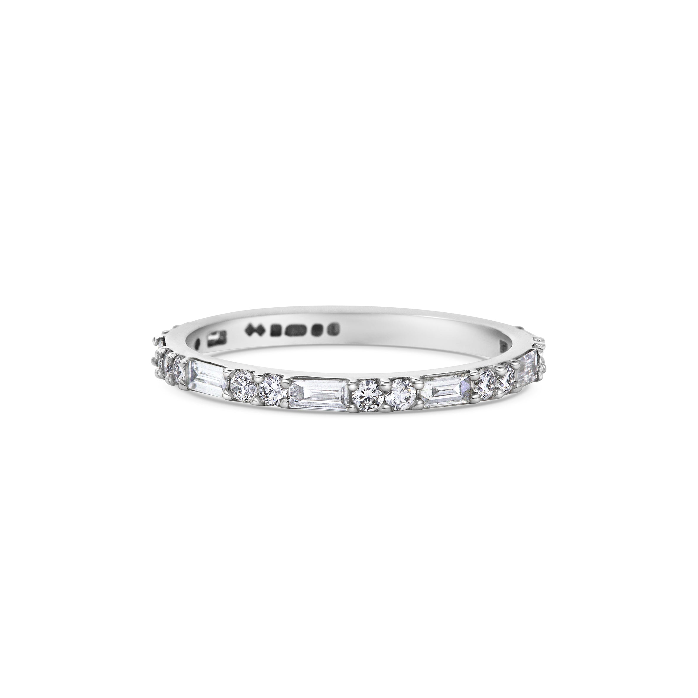 The Baguette & Round Diamond Wedding Band by East London jeweller Rachel Boston | Discover our collections of unique and timeless engagement rings, wedding rings, and modern fine jewellery.