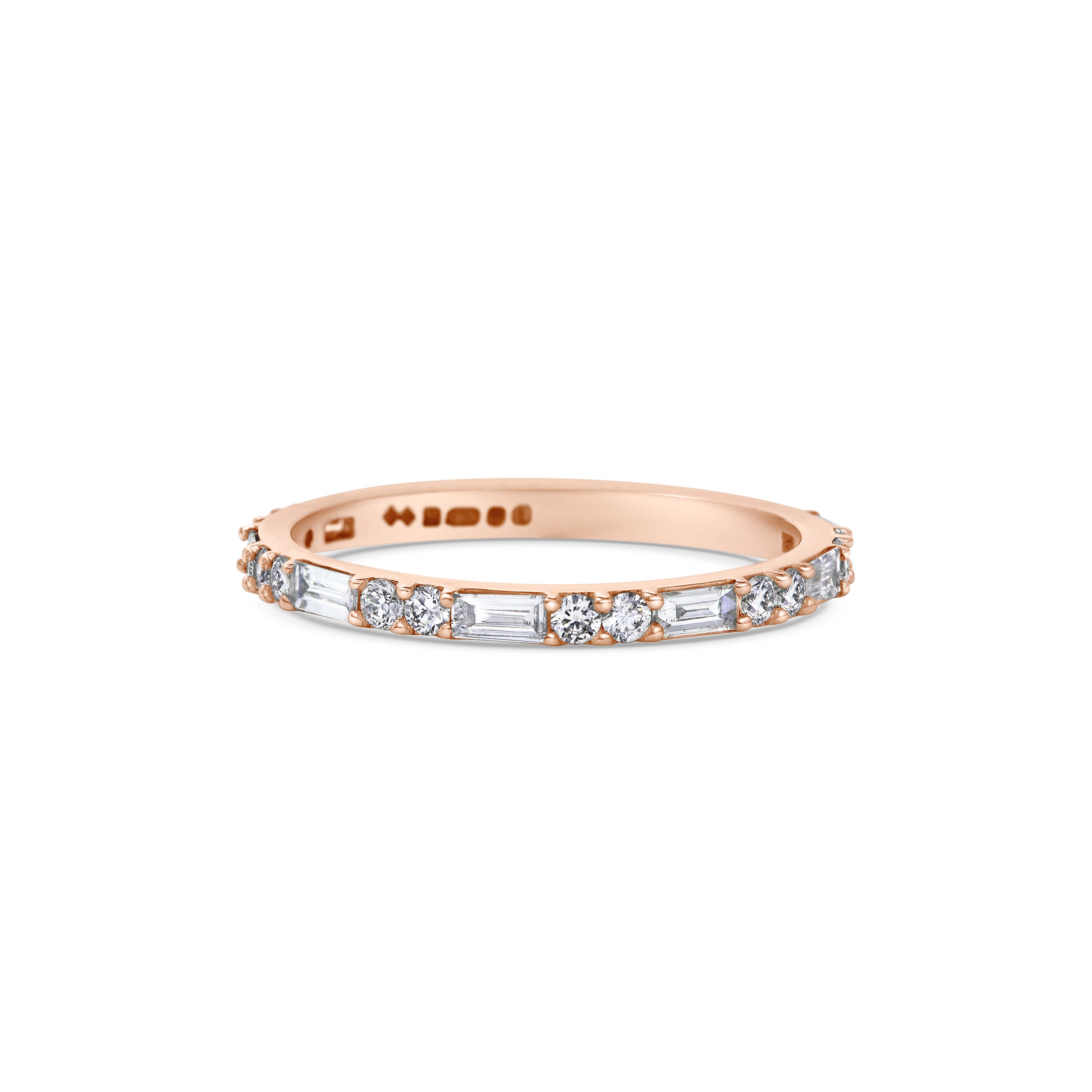The Baguette & Round Diamond Wedding Band by East London jeweller Rachel Boston | Discover our collections of unique and timeless engagement rings, wedding rings, and modern fine jewellery.