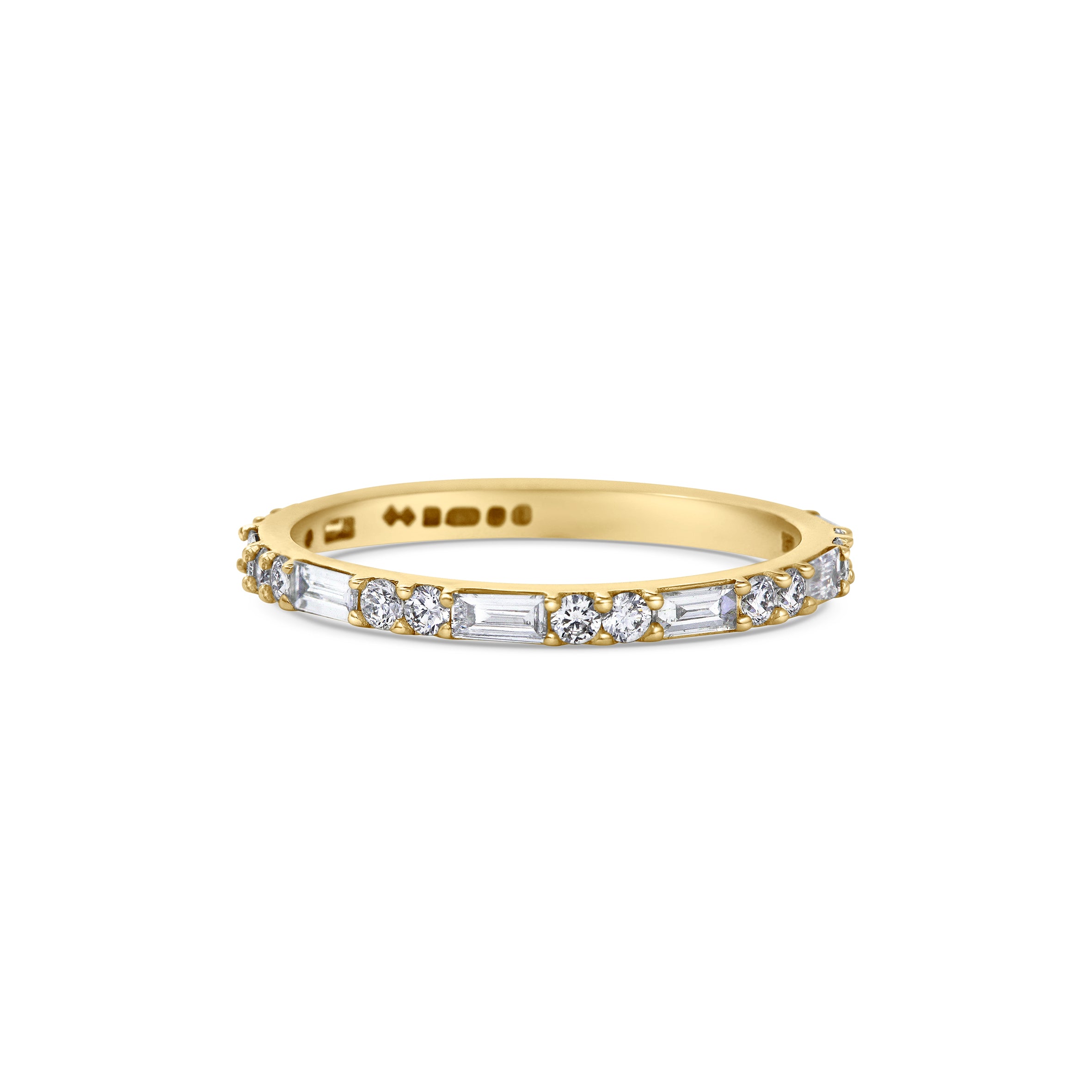 The Baguette & Round Diamond Wedding Band by East London jeweller Rachel Boston | Discover our collections of unique and timeless engagement rings, wedding rings, and modern fine jewellery.