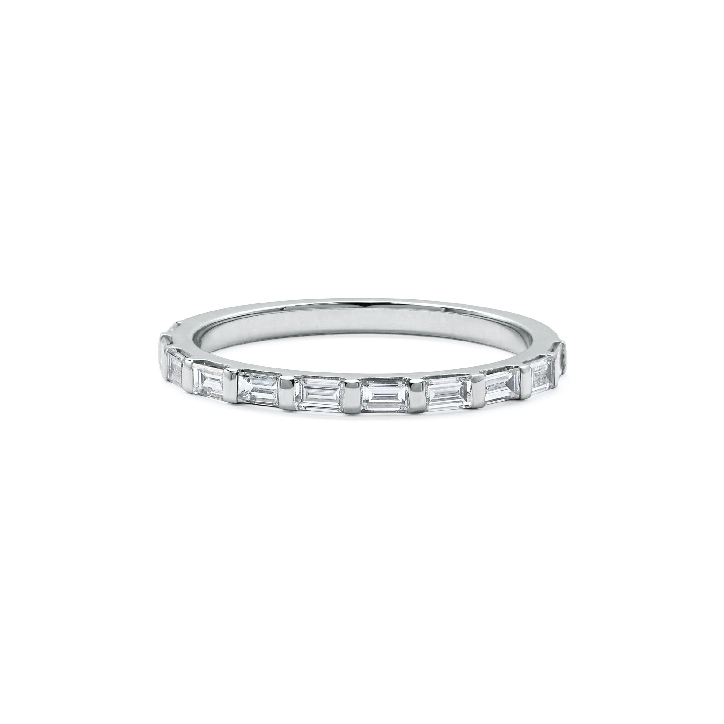 The Bar Baguette Diamond Wedding Band by East London jeweller Rachel Boston | Discover our collections of unique and timeless engagement rings, wedding rings, and modern fine jewellery.