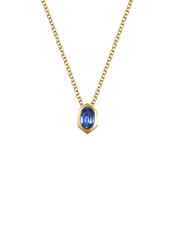 Oval Sapphire Hexagon Necklace - Rachel Boston Jewellery