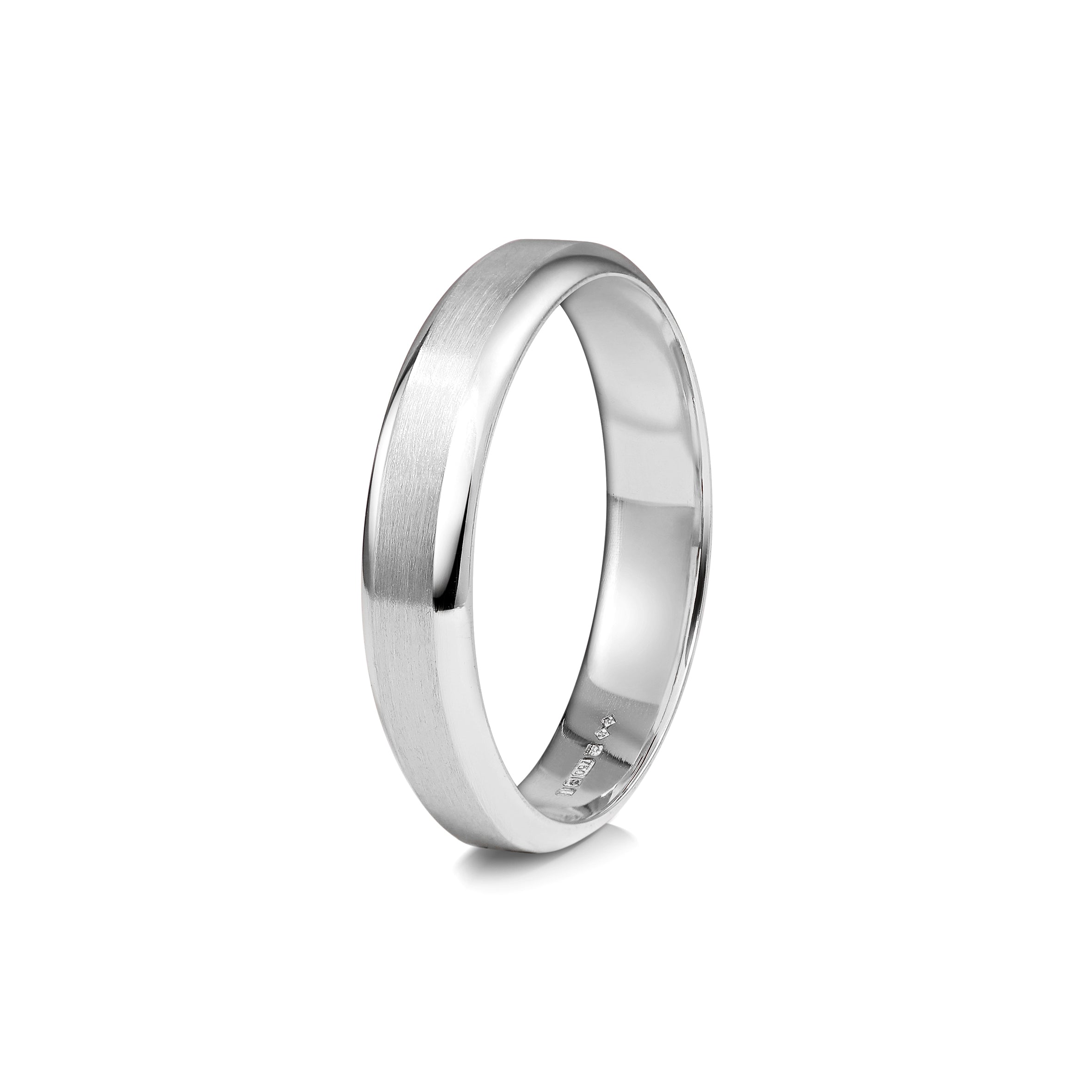 The Chamfered Edge Wedding Band - Matte - 4.7mm by East London jeweller Rachel Boston | Discover our collections of unique and timeless engagement rings, wedding rings, and modern fine jewellery.