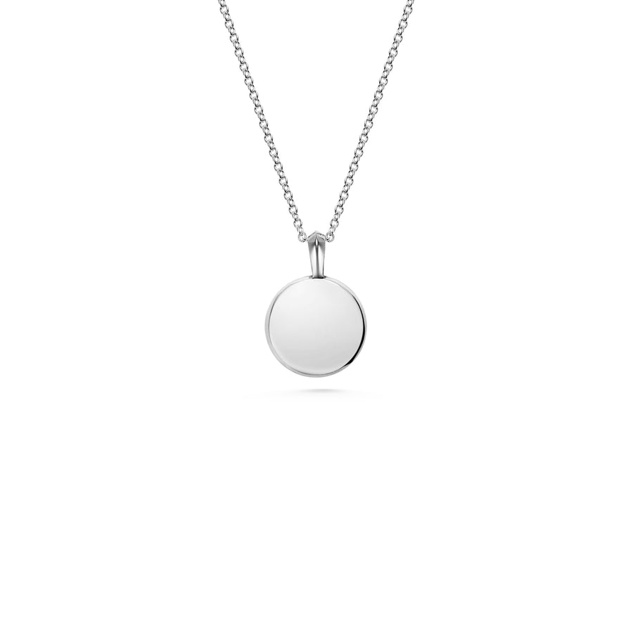 The Chamfered Round ID Necklace by East London jeweller Rachel Boston | Discover our collections of unique and timeless engagement rings, wedding rings, and modern fine jewellery. - Rachel Boston Jewellery