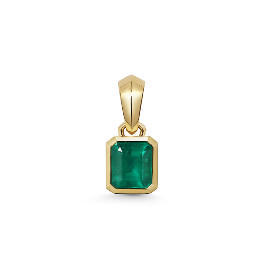 The X - Chunky Charm Pendant - Emerald 2.42ct by East London jeweller Rachel Boston | Discover our collections of unique and timeless engagement rings, wedding rings, and modern fine jewellery. - Rachel Boston Jewellery