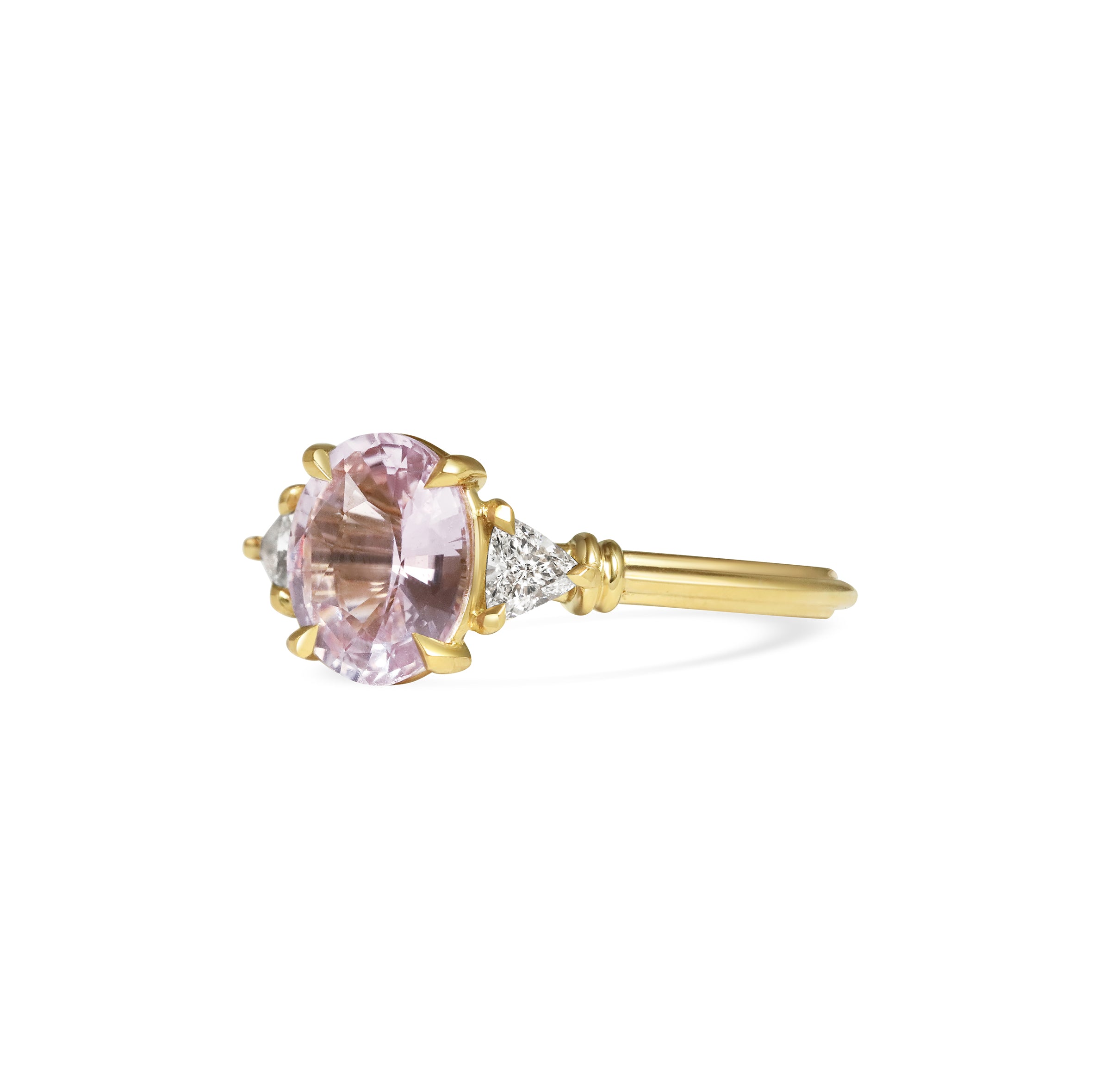 The X - Clara Oval Ring - 1.46ct Pink by East London jeweller Rachel Boston | Discover our collections of unique and timeless engagement rings, wedding rings, and modern fine jewellery.