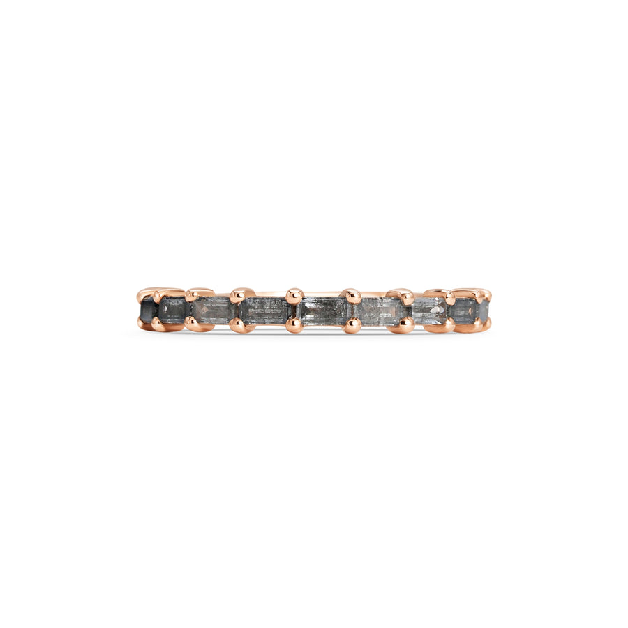 The Claw Baguette Grey Diamond Wedding Band by East London jeweller Rachel Boston | Discover our collections of unique and timeless engagement rings, wedding rings, and modern fine jewellery. - Rachel Boston Jewellery