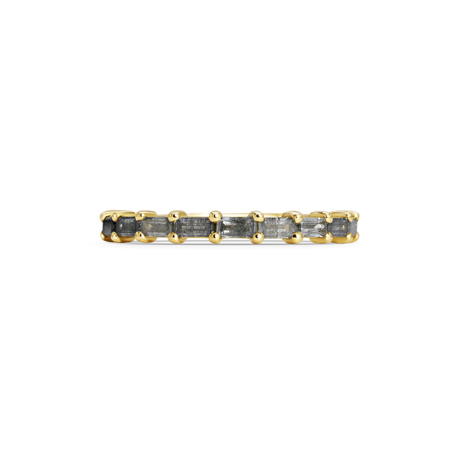 The Claw Baguette Grey Diamond Wedding Band by East London jeweller Rachel Boston | Discover our collections of unique and timeless engagement rings, wedding rings, and modern fine jewellery. - Rachel Boston Jewellery