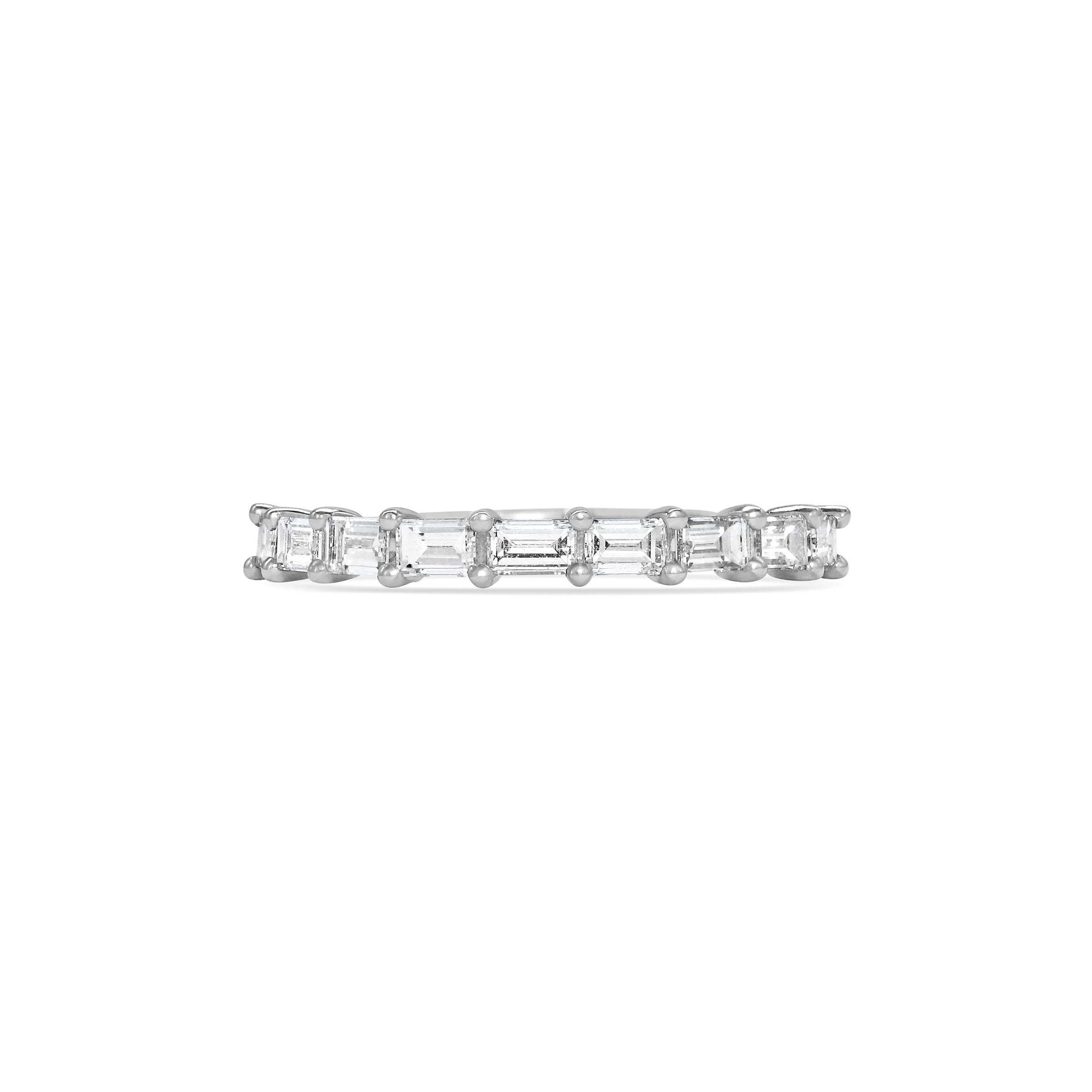 The Claw Baguette Diamond Wedding Band by East London jeweller Rachel Boston | Discover our collections of unique and timeless engagement rings, wedding rings, and modern fine jewellery.