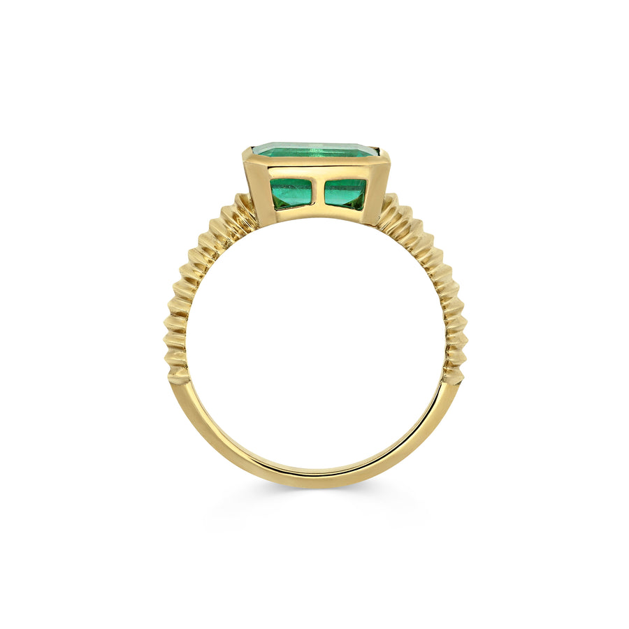 The Emerald Col Ring by East London jeweller Rachel Boston | Discover our collections of unique and timeless engagement rings, wedding rings, and modern fine jewellery. - Rachel Boston Jewellery
