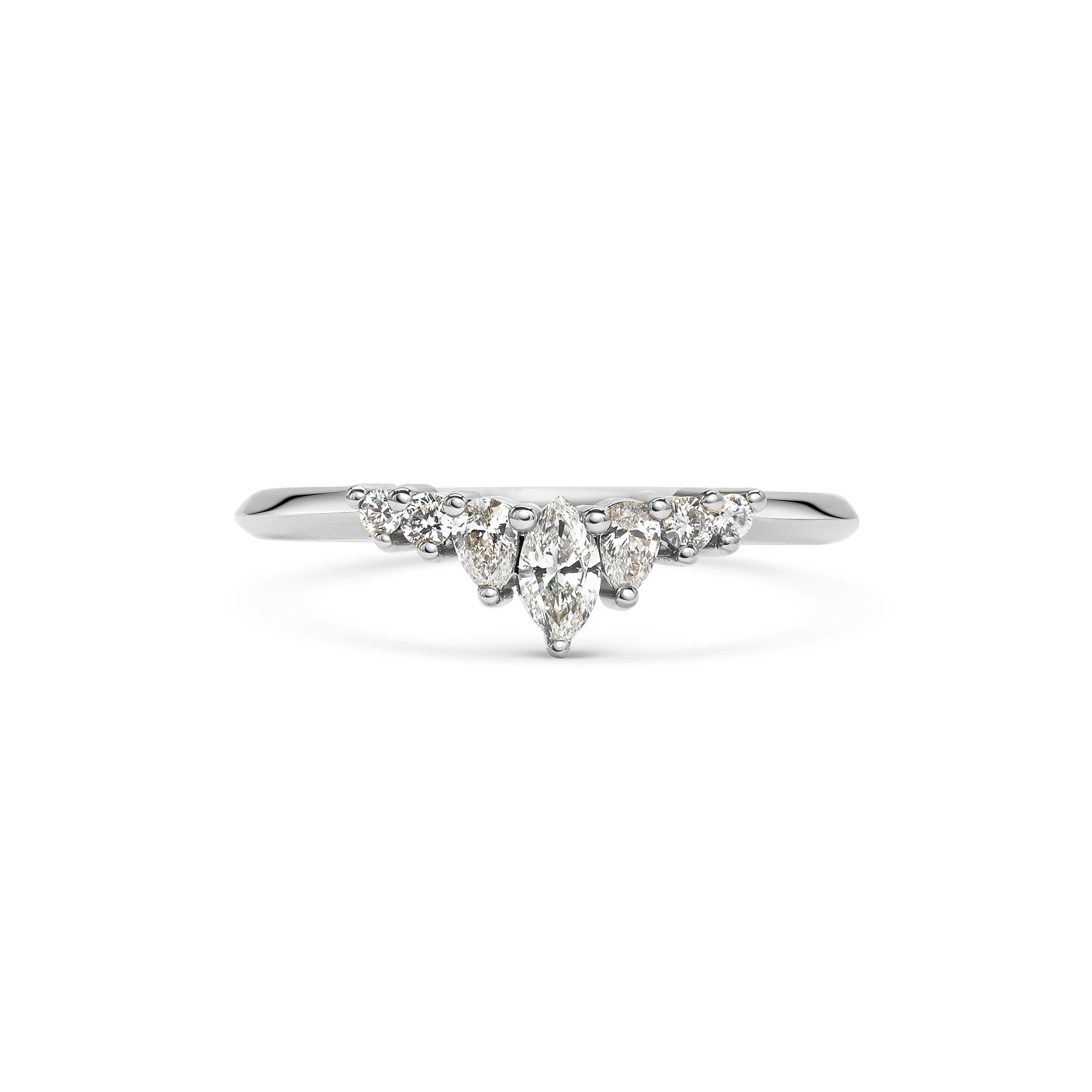 The Comet Arund Wedding Band by East London jeweller Rachel Boston | Discover our collections of unique and timeless engagement rings, wedding rings, and modern fine jewellery.