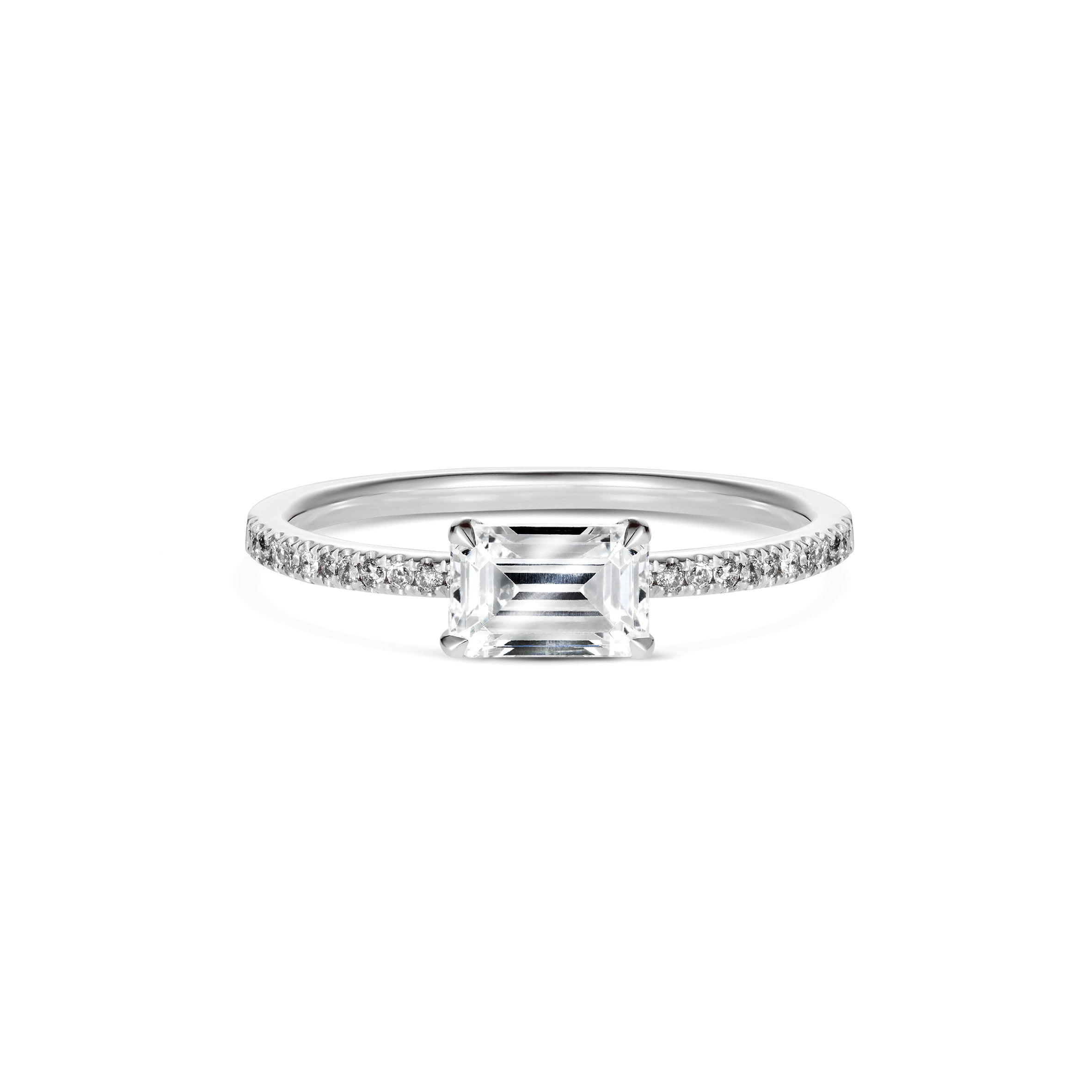 The Contra Emerald Ring by East London jeweller Rachel Boston | Discover our collections of unique and timeless engagement rings, wedding rings, and modern fine jewellery.