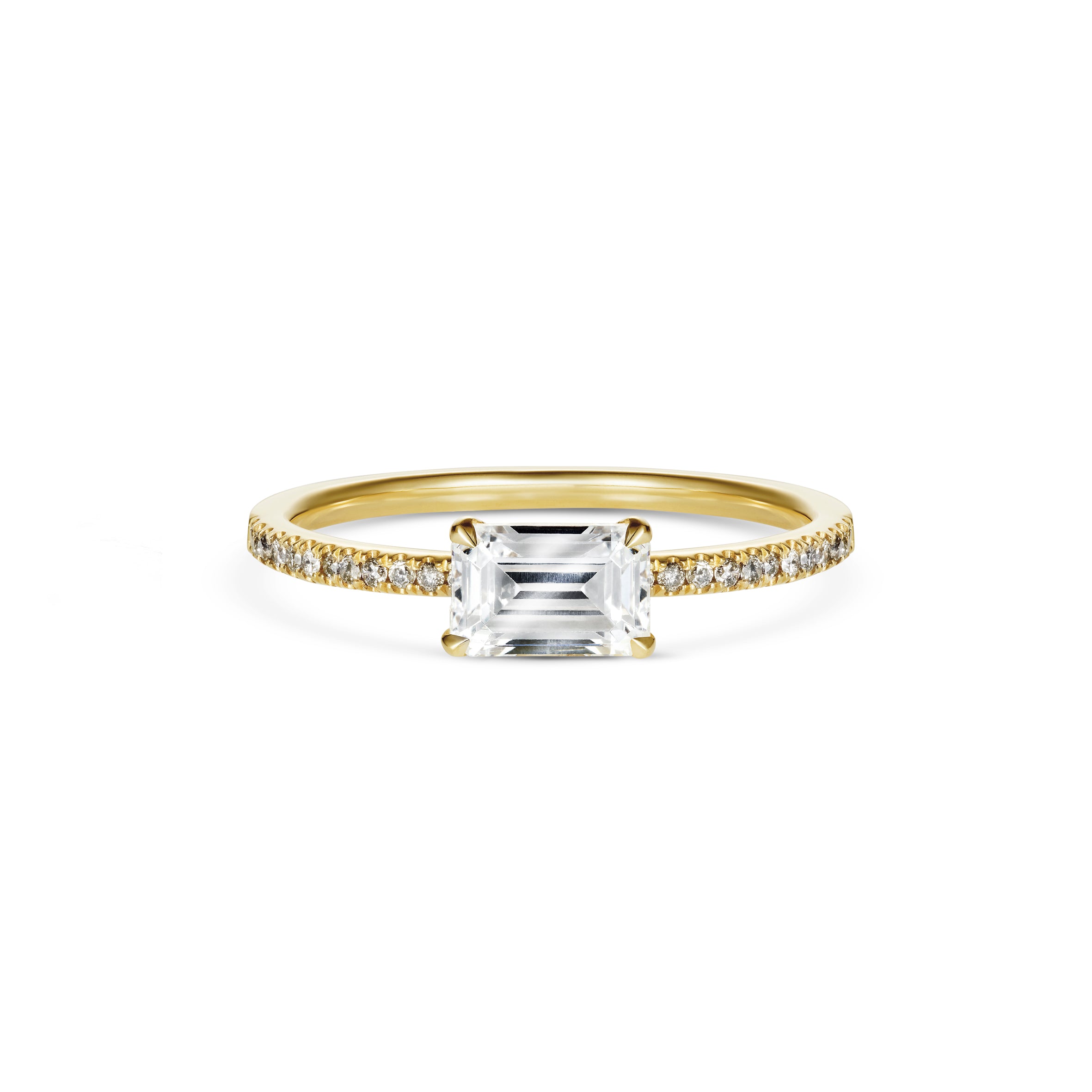 The Contra Emerald Ring by East London jeweller Rachel Boston | Discover our collections of unique and timeless engagement rings, wedding rings, and modern fine jewellery.