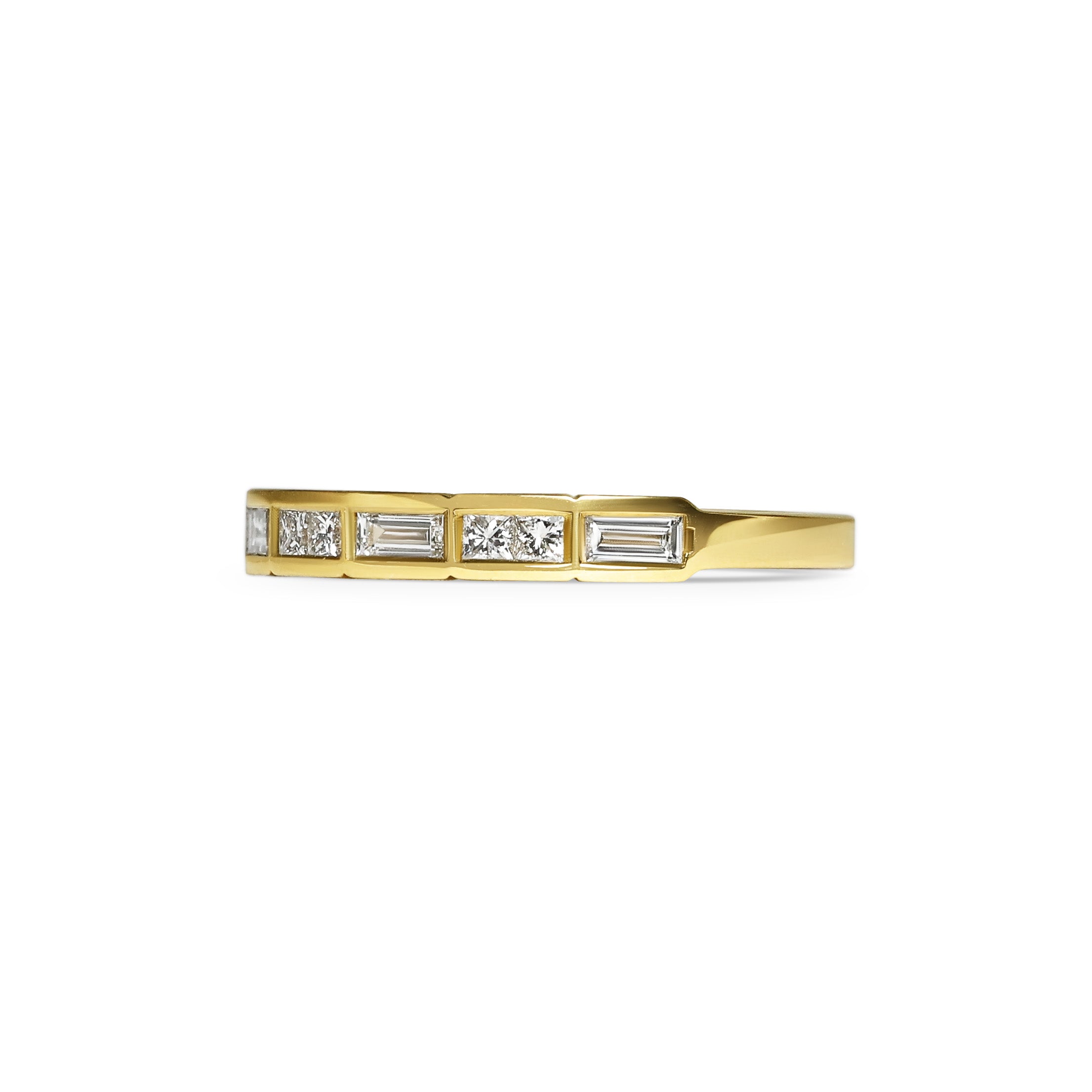 The Coved Mix Diamond Band by East London jeweller Rachel Boston | Discover our collections of unique and timeless engagement rings, wedding rings, and modern fine jewellery.
