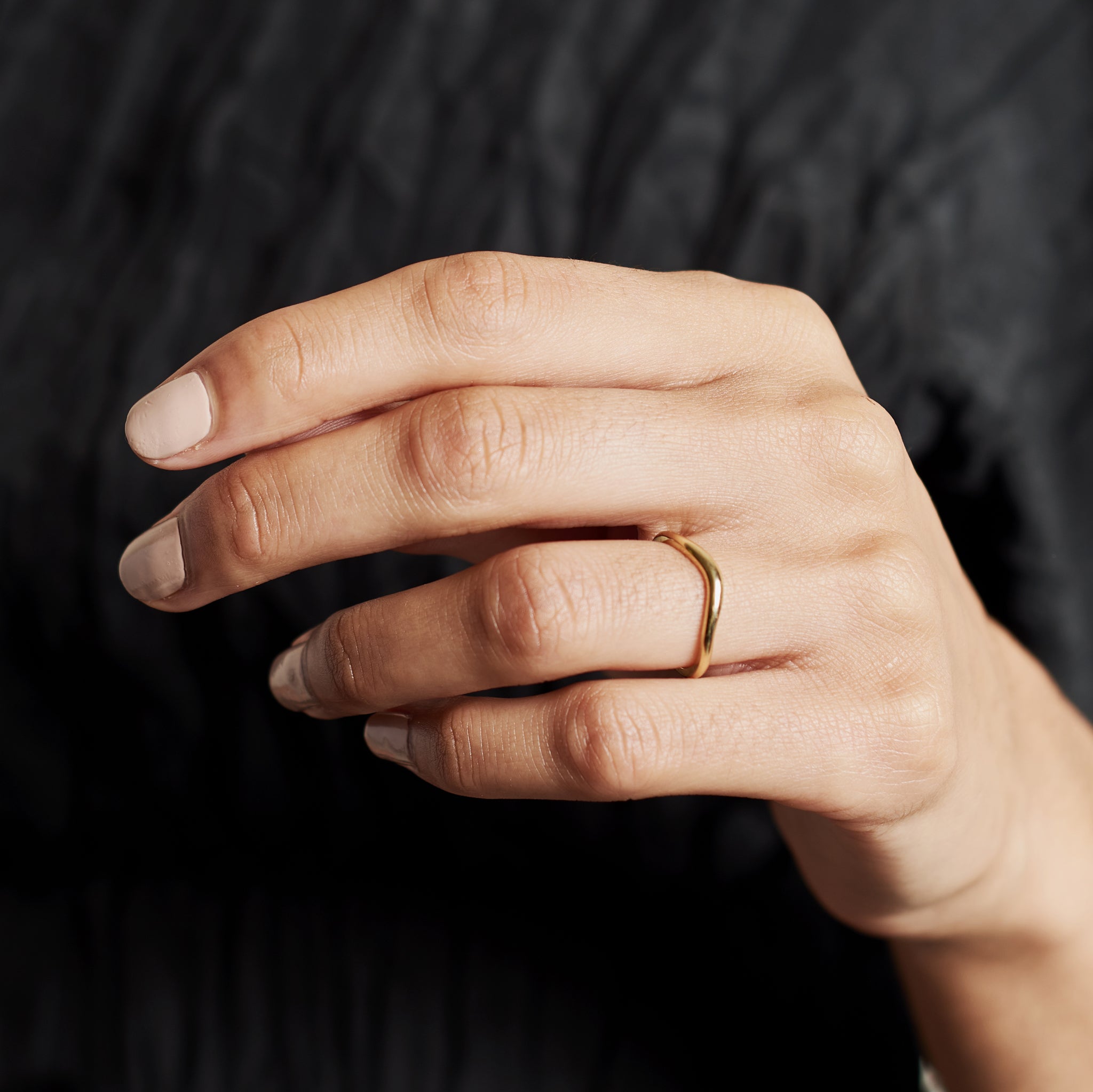 The D Shape Curve Band by East London jeweller Rachel Boston | Discover our collections of unique and timeless engagement rings, wedding rings, and modern fine jewellery.