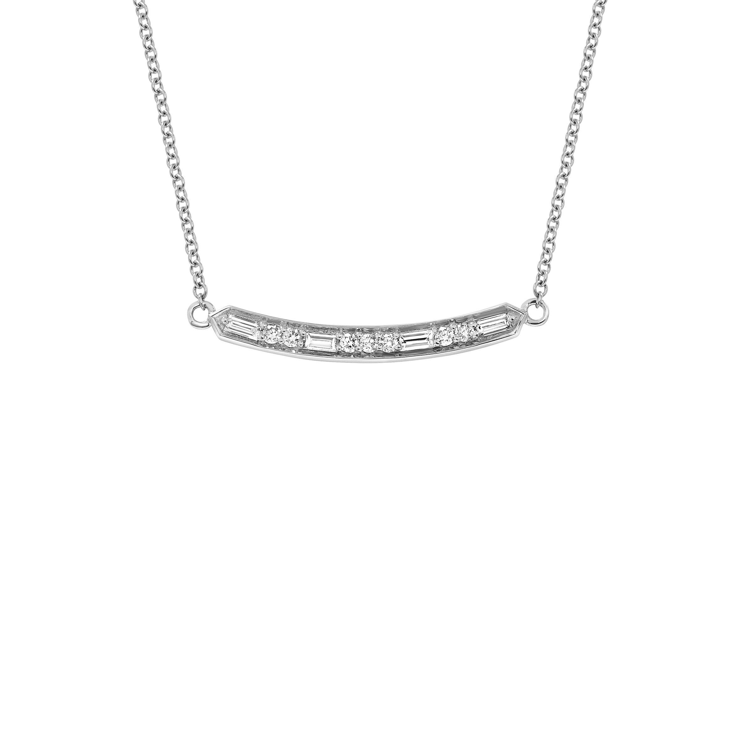 The Deco Bar Necklace by East London jeweller Rachel Boston | Discover our collections of unique and timeless engagement rings, wedding rings, and modern fine jewellery.