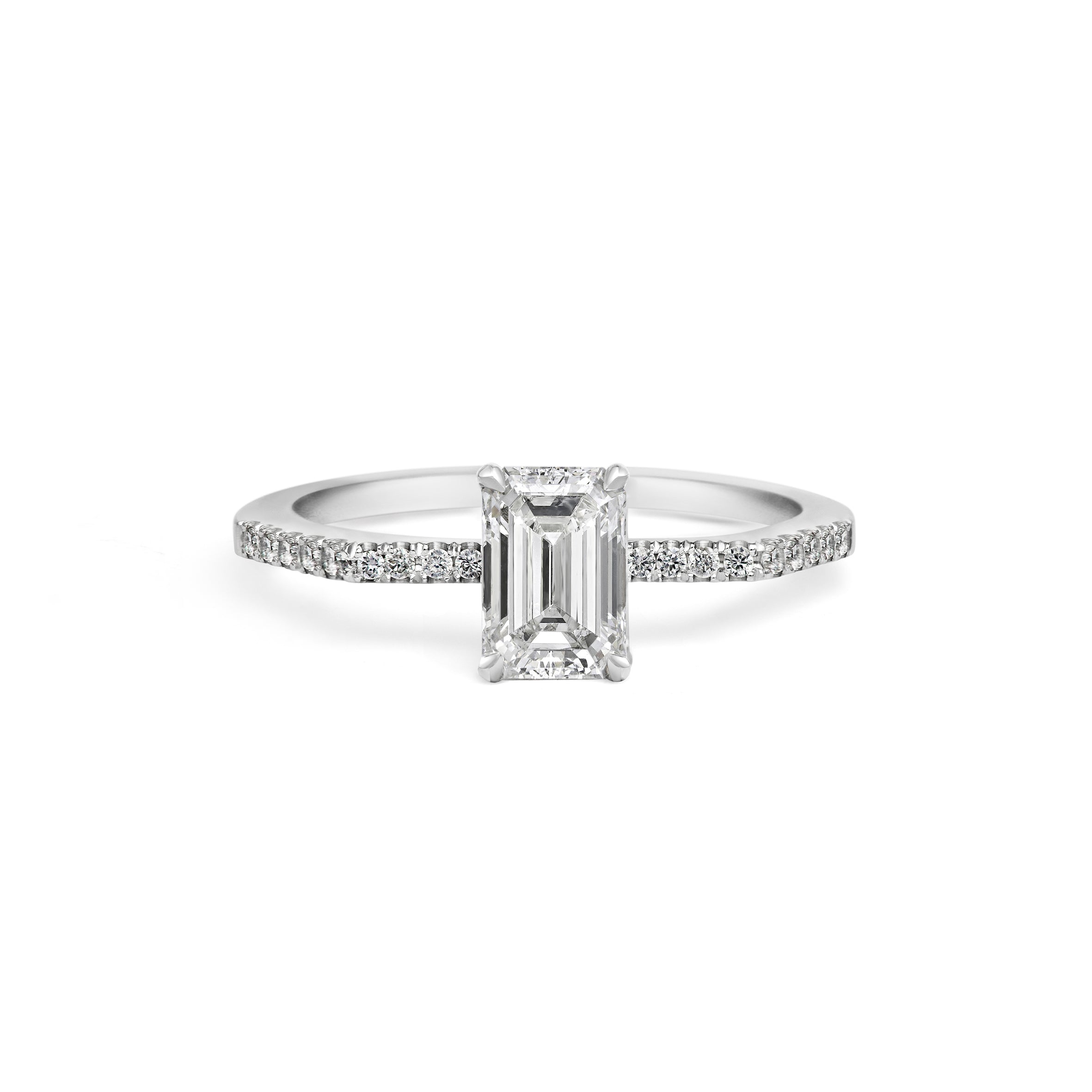 The Deco Emerald Ring by East London jeweller Rachel Boston | Discover our collections of unique and timeless engagement rings, wedding rings, and modern fine jewellery.