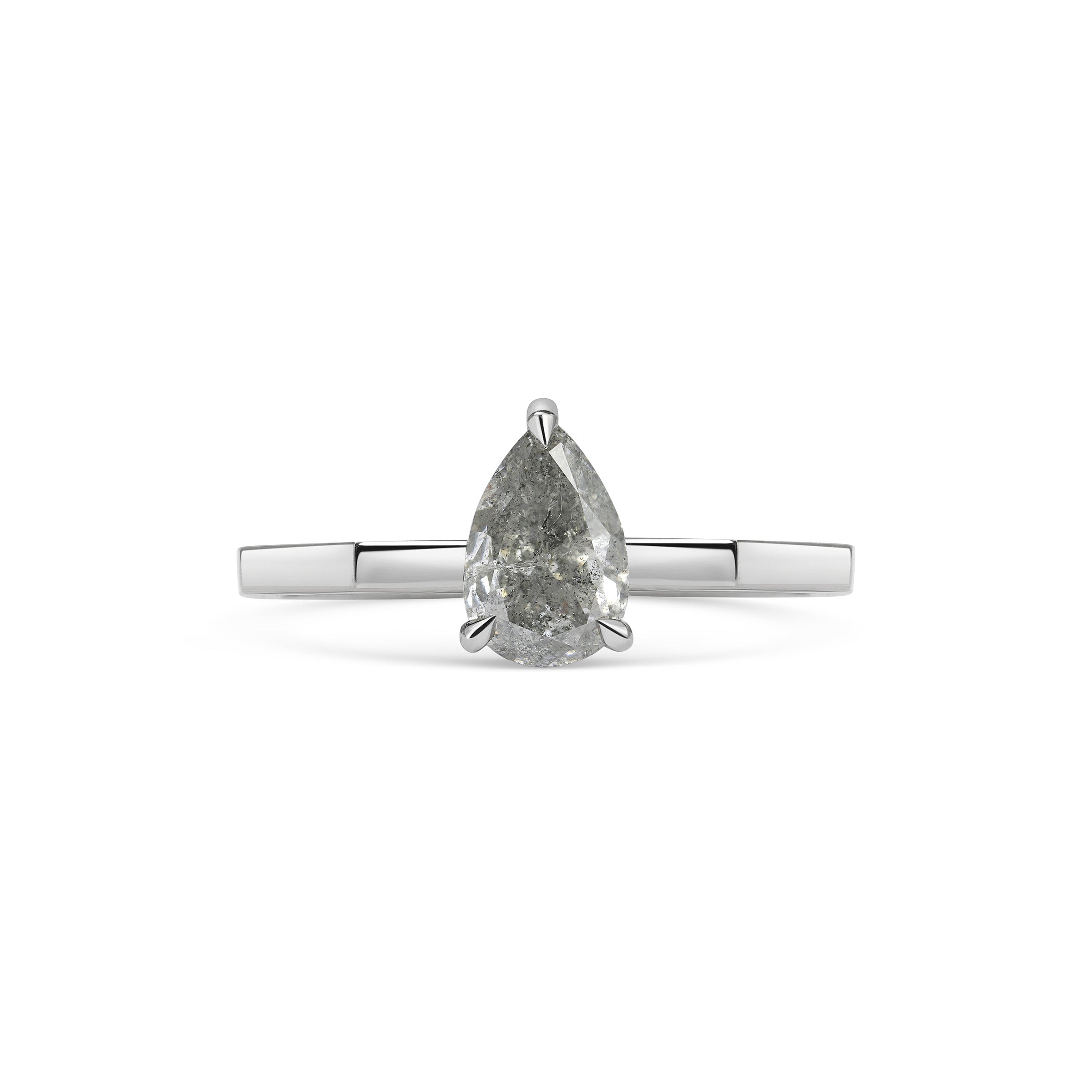 The Grey Pear Deco Ring by East London jeweller Rachel Boston | Discover our collections of unique and timeless engagement rings, wedding rings, and modern fine jewellery.