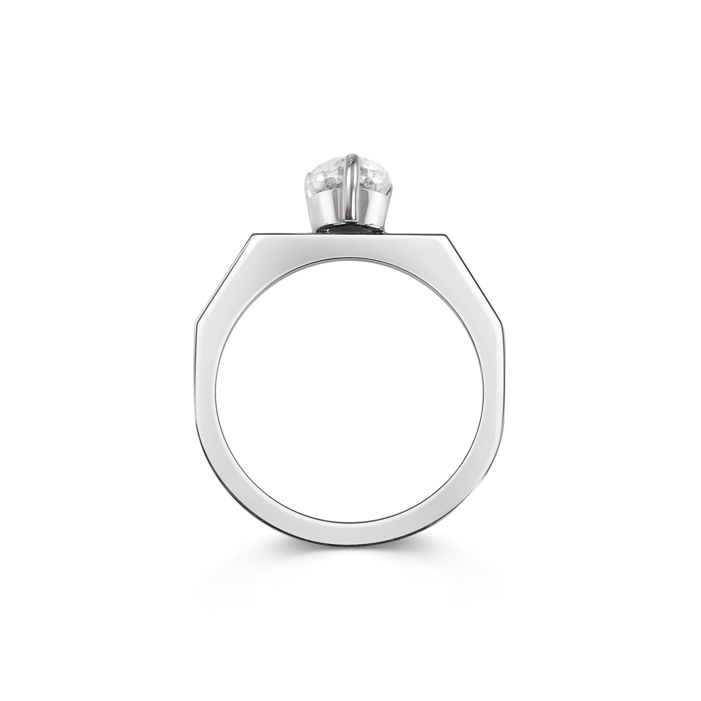 The Grey Pear Deco Ring by East London jeweller Rachel Boston | Discover our collections of unique and timeless engagement rings, wedding rings, and modern fine jewellery.