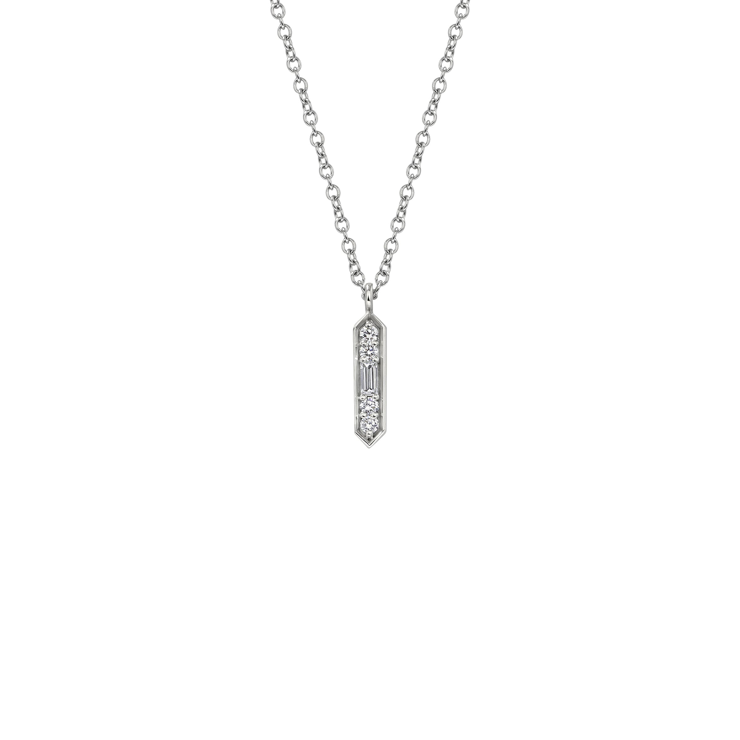 The Deco Pendant Necklace by East London jeweller Rachel Boston | Discover our collections of unique and timeless engagement rings, wedding rings, and modern fine jewellery.