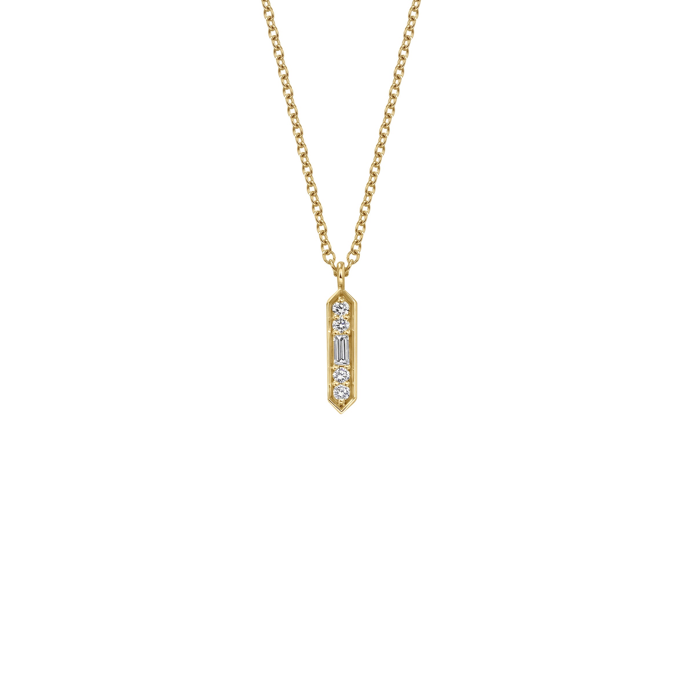 The Deco Pendant Necklace by East London jeweller Rachel Boston | Discover our collections of unique and timeless engagement rings, wedding rings, and modern fine jewellery.