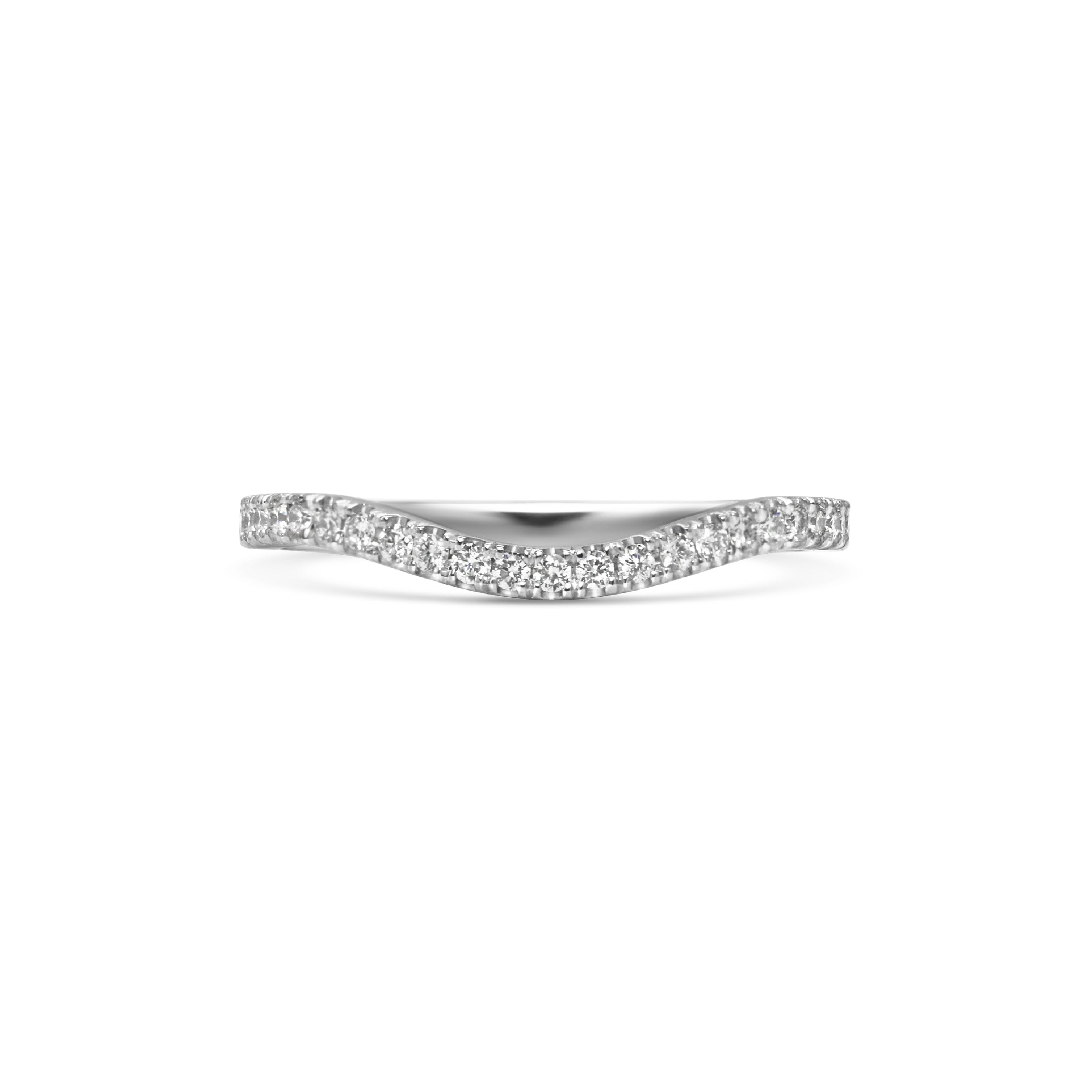 The Diamond Curve Band by East London jeweller Rachel Boston | Discover our collections of unique and timeless engagement rings, wedding rings, and modern fine jewellery.