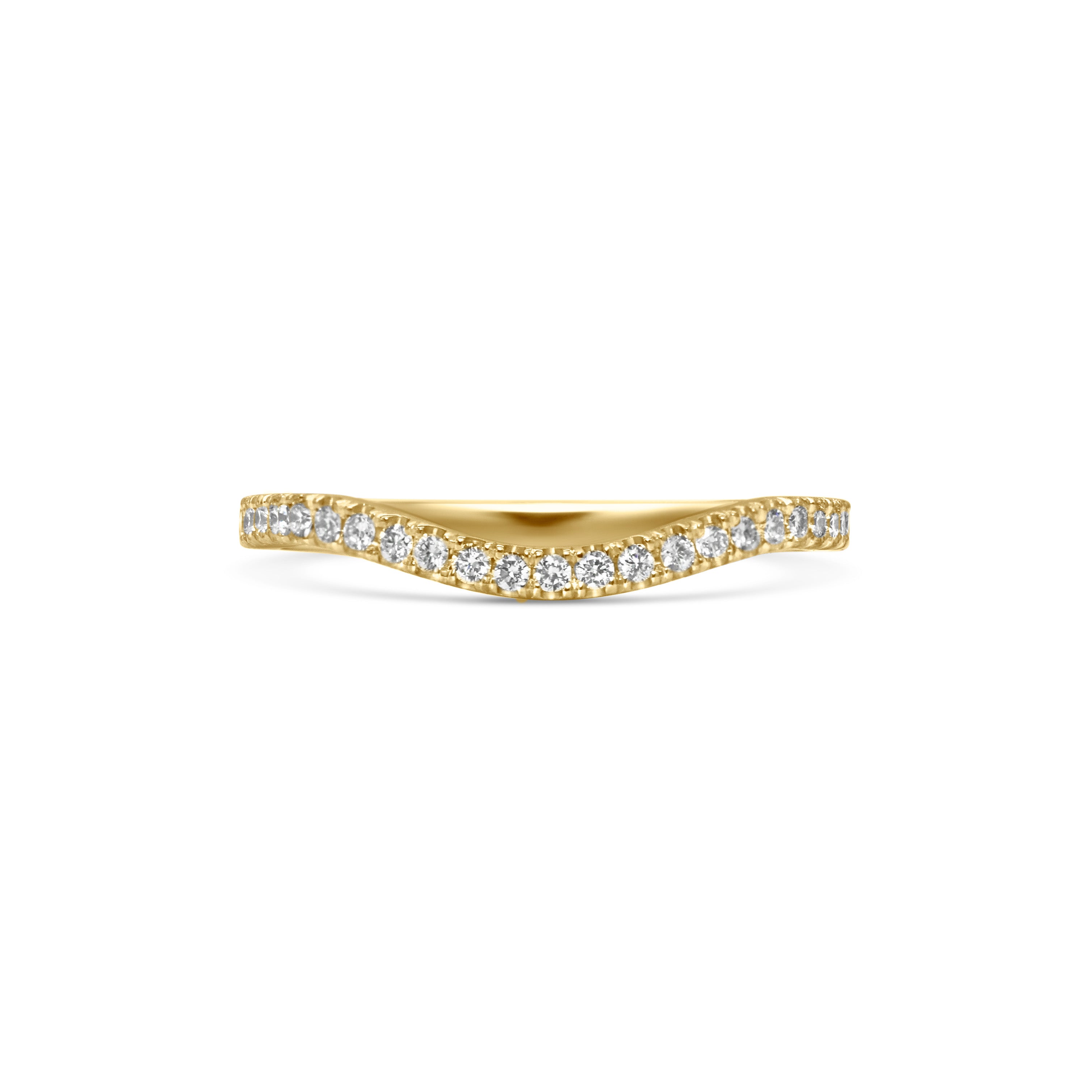 The Diamond Curve Band by East London jeweller Rachel Boston | Discover our collections of unique and timeless engagement rings, wedding rings, and modern fine jewellery.