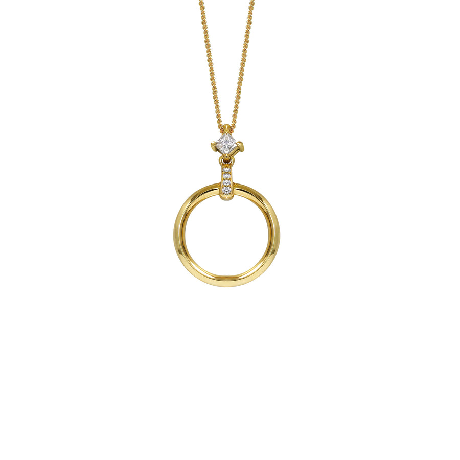 The Diamond Hoop Necklace by East London jeweller Rachel Boston | Discover our collections of unique and timeless engagement rings, wedding rings, and modern fine jewellery. - Rachel Boston Jewellery
