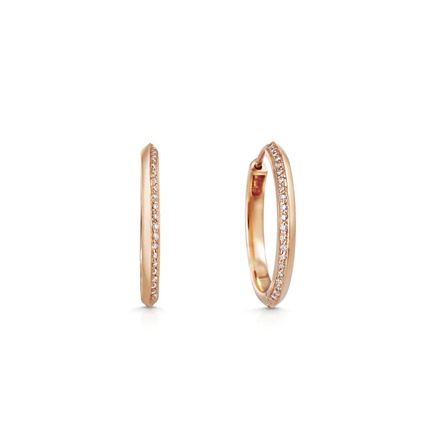 The 20mm Diamond Knife Edge Hoop Earrings by East London jeweller Rachel Boston | Discover our collections of unique and timeless engagement rings, wedding rings, and modern fine jewellery.