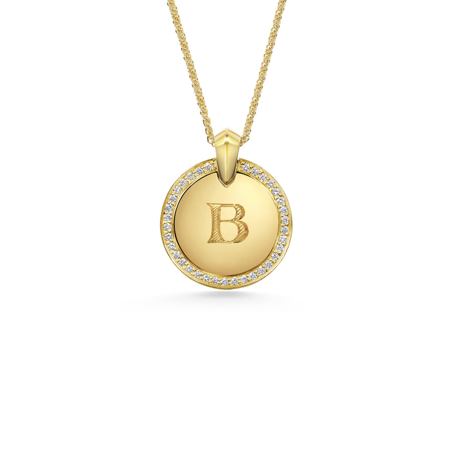 The Diamond Medallion Necklace by East London jeweller Rachel Boston | Discover our collections of unique and timeless engagement rings, wedding rings, and modern fine jewellery. - Rachel Boston Jewellery