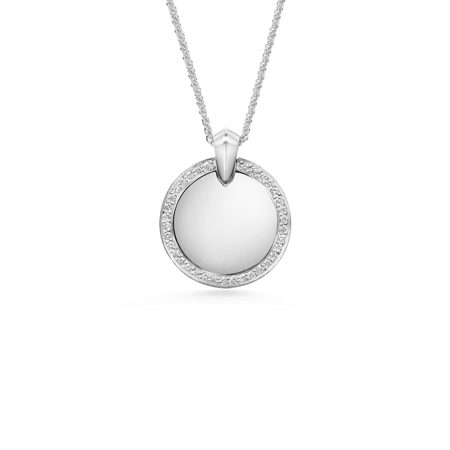 The Diamond Medallion Necklace by East London jeweller Rachel Boston | Discover our collections of unique and timeless engagement rings, wedding rings, and modern fine jewellery. - Rachel Boston Jewellery