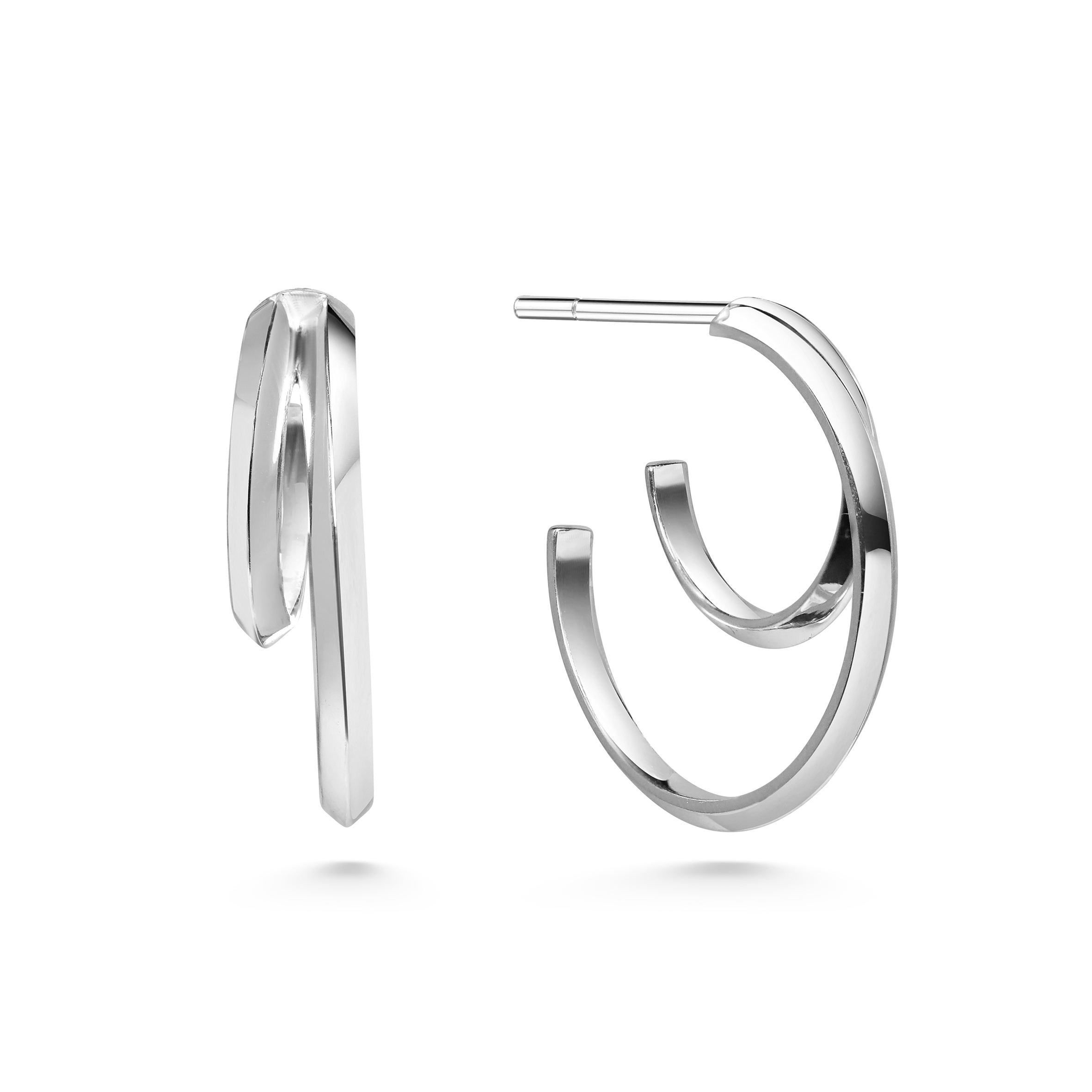 The Double Hoop Earrings by East London jeweller Rachel Boston | Discover our collections of unique and timeless engagement rings, wedding rings, and modern fine jewellery.