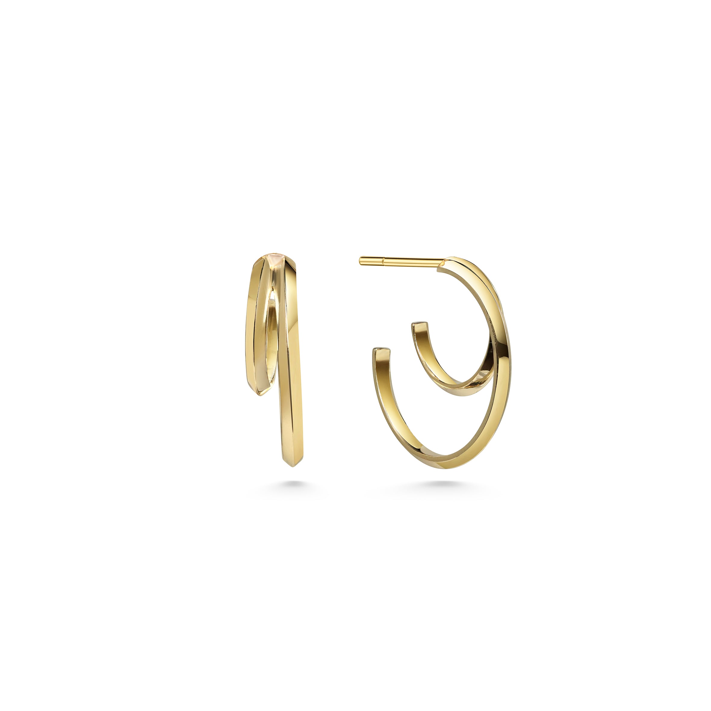The Double Hoop Earrings by East London jeweller Rachel Boston | Discover our collections of unique and timeless engagement rings, wedding rings, and modern fine jewellery.